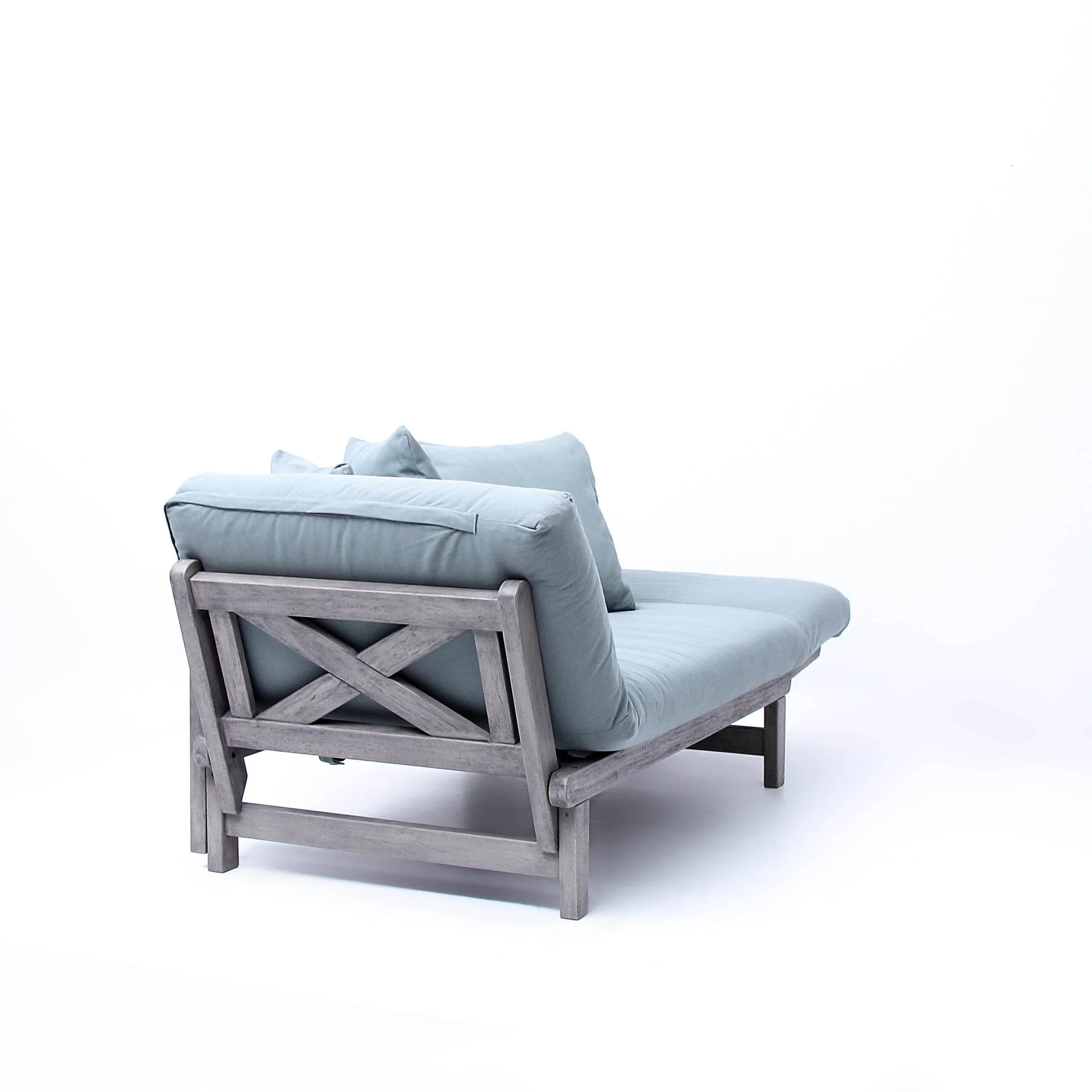 Carlota Outdoor Convertible Sofa Daybed - Weathered Gray Wood / Blue Spruce Cushion - Image 56
