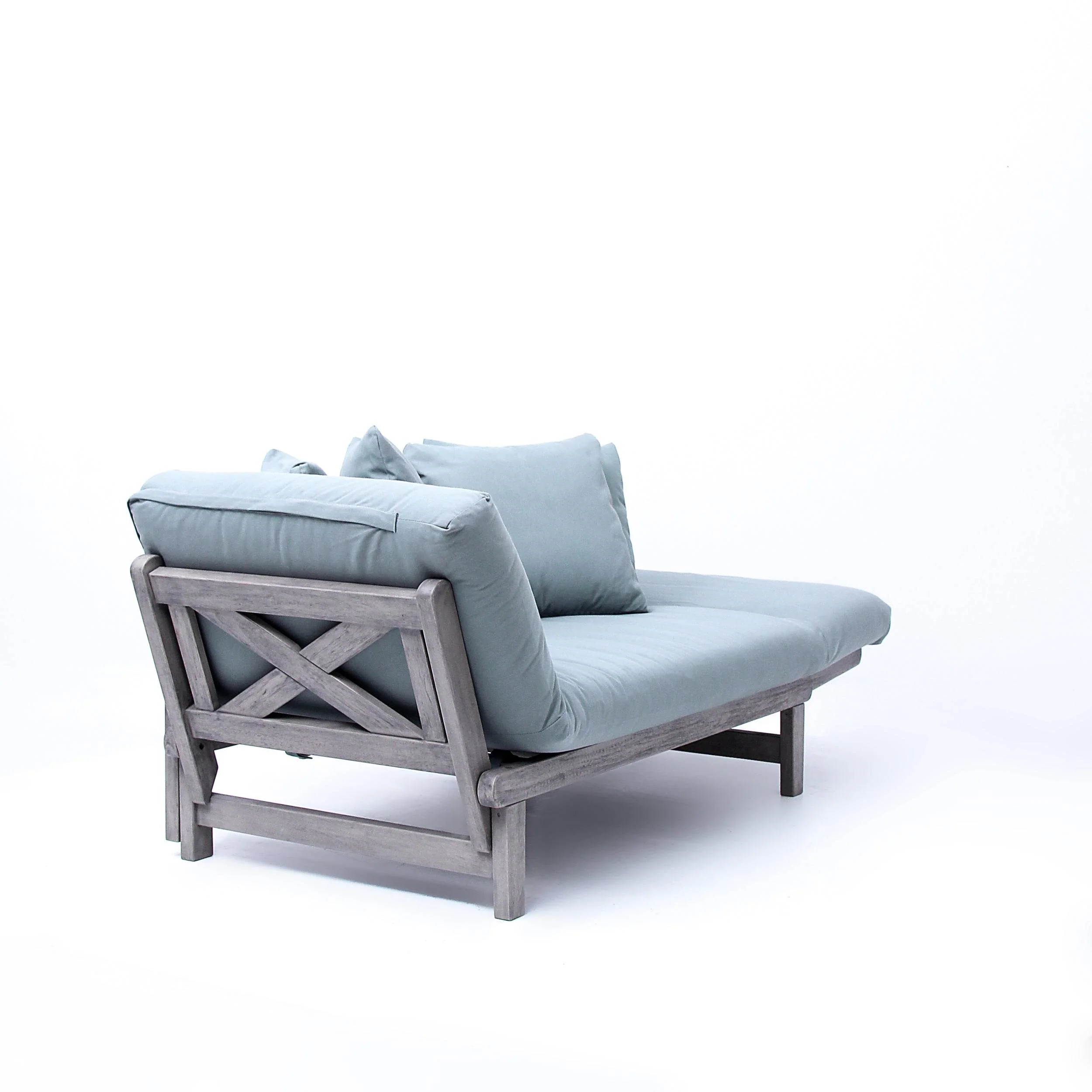 Carlota Outdoor Convertible Sofa Daybed - Weathered Gray Wood / Blue Spruce Cushion - Image 57