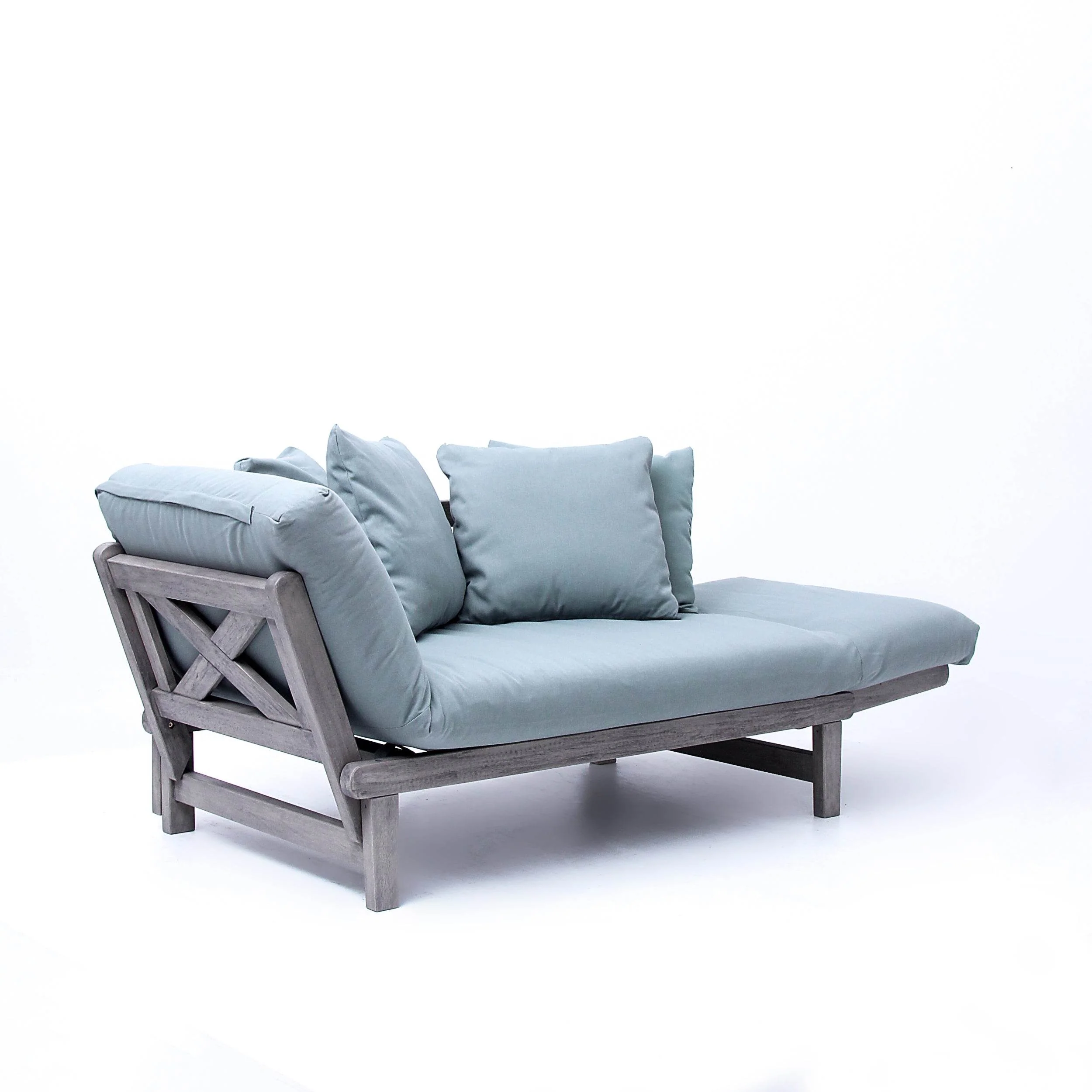 Carlota Outdoor Convertible Sofa Daybed - Weathered Gray Wood / Blue Spruce Cushion - Image 59