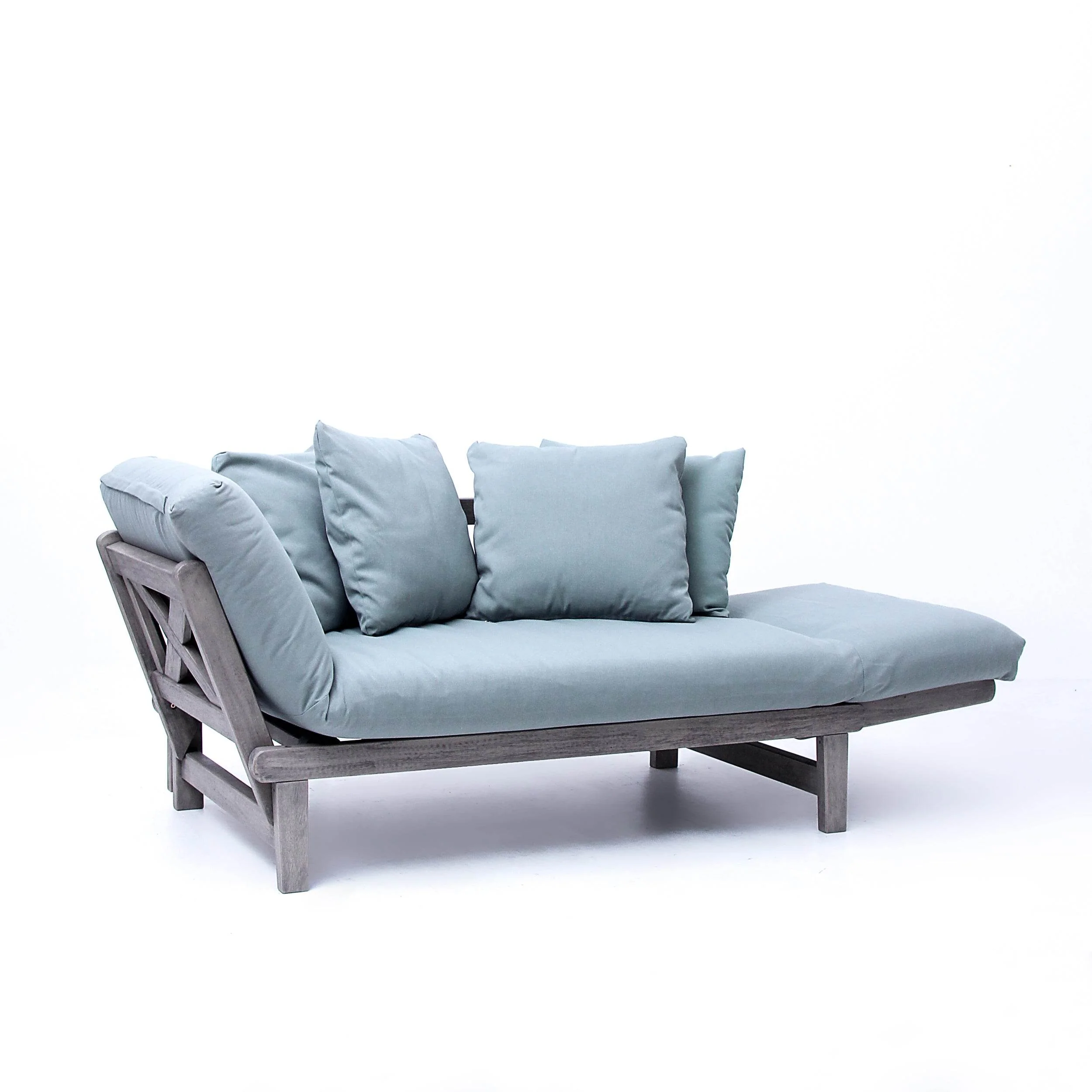 Carlota Outdoor Convertible Sofa Daybed - Weathered Gray Wood / Blue Spruce Cushion - Image 61