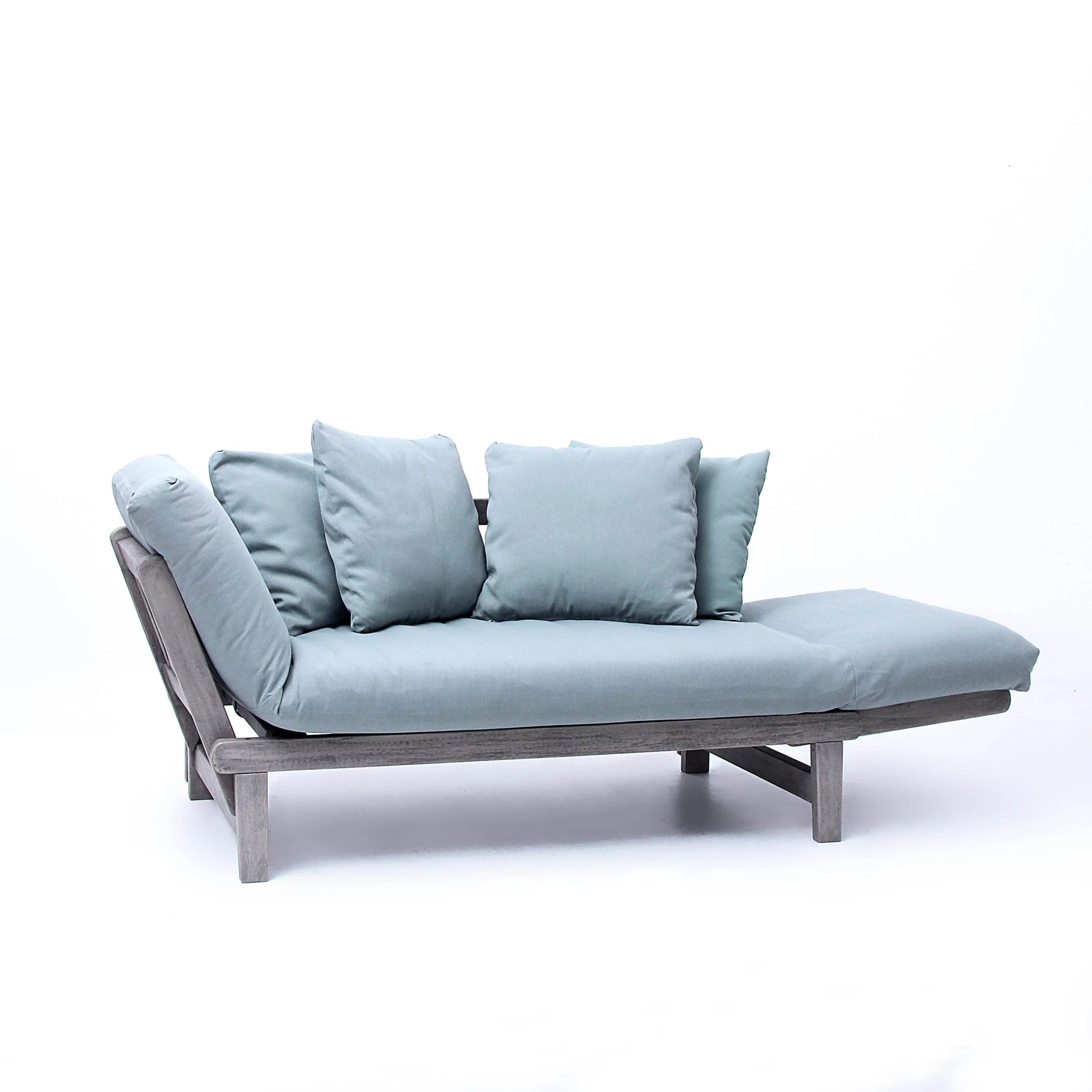 Carlota Outdoor Convertible Sofa Daybed - Weathered Gray Wood / Blue Spruce Cushion - Image 62