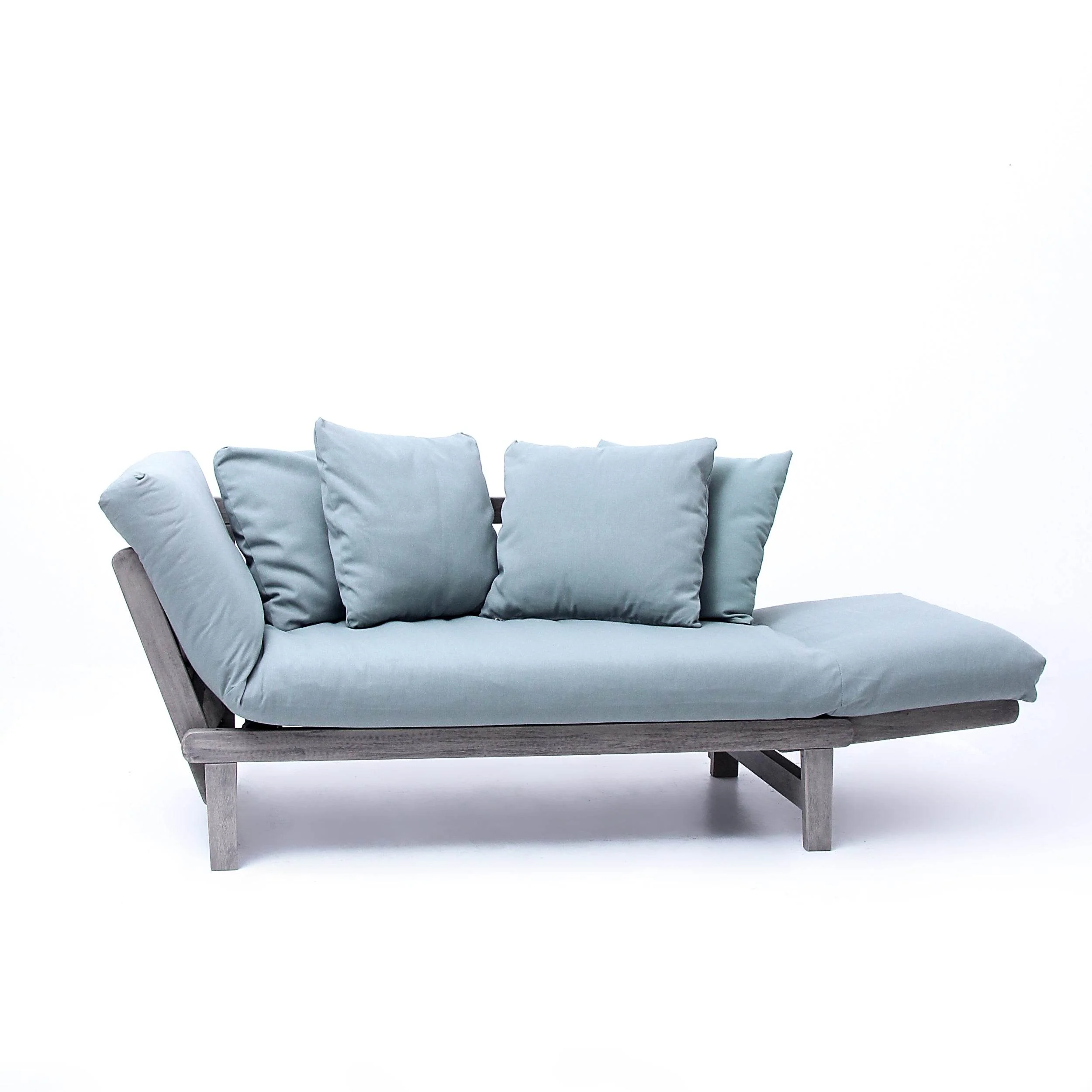 Carlota Outdoor Convertible Sofa Daybed - Weathered Gray Wood / Blue Spruce Cushion - Image 63