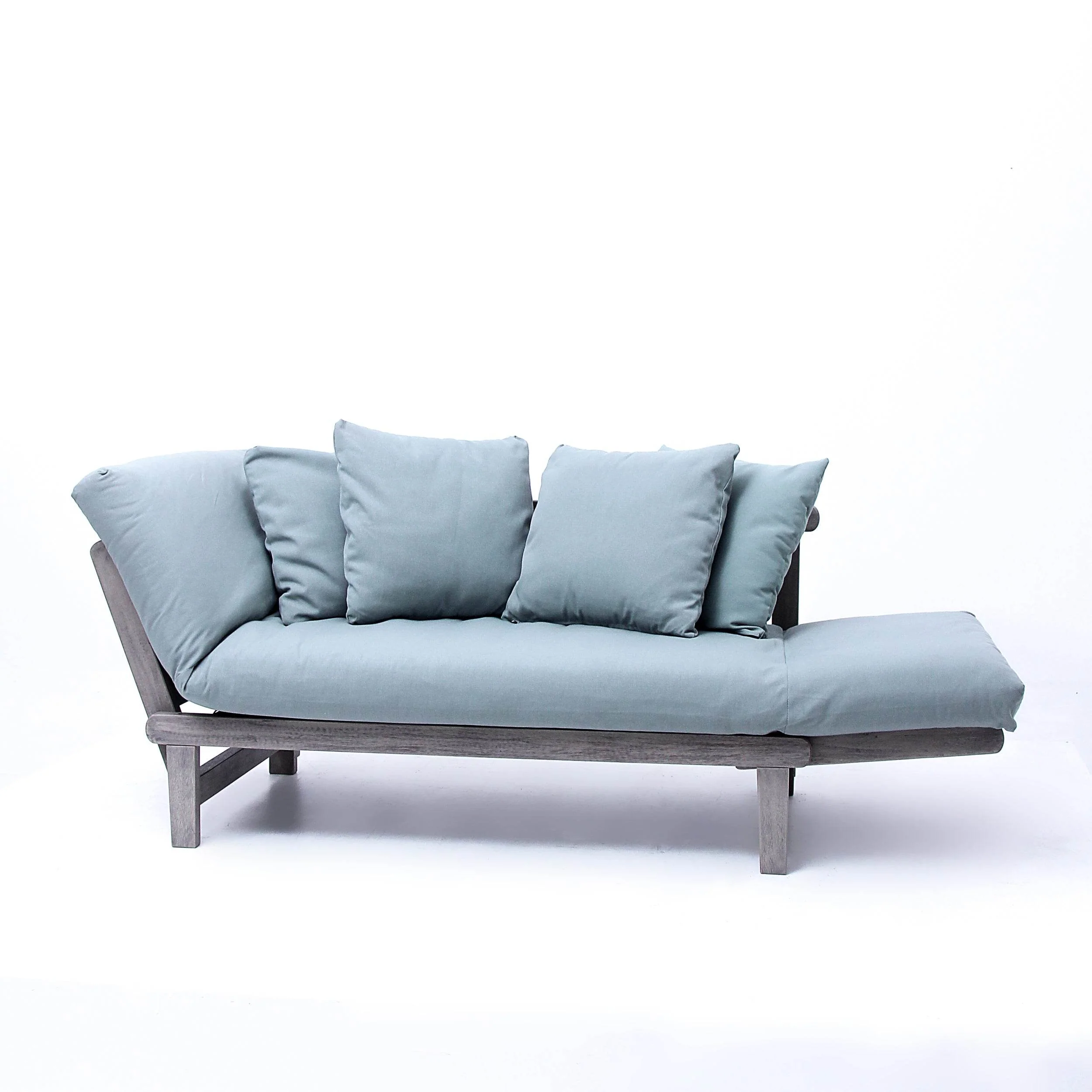 Carlota Outdoor Convertible Sofa Daybed - Weathered Gray Wood / Blue Spruce Cushion - Image 65