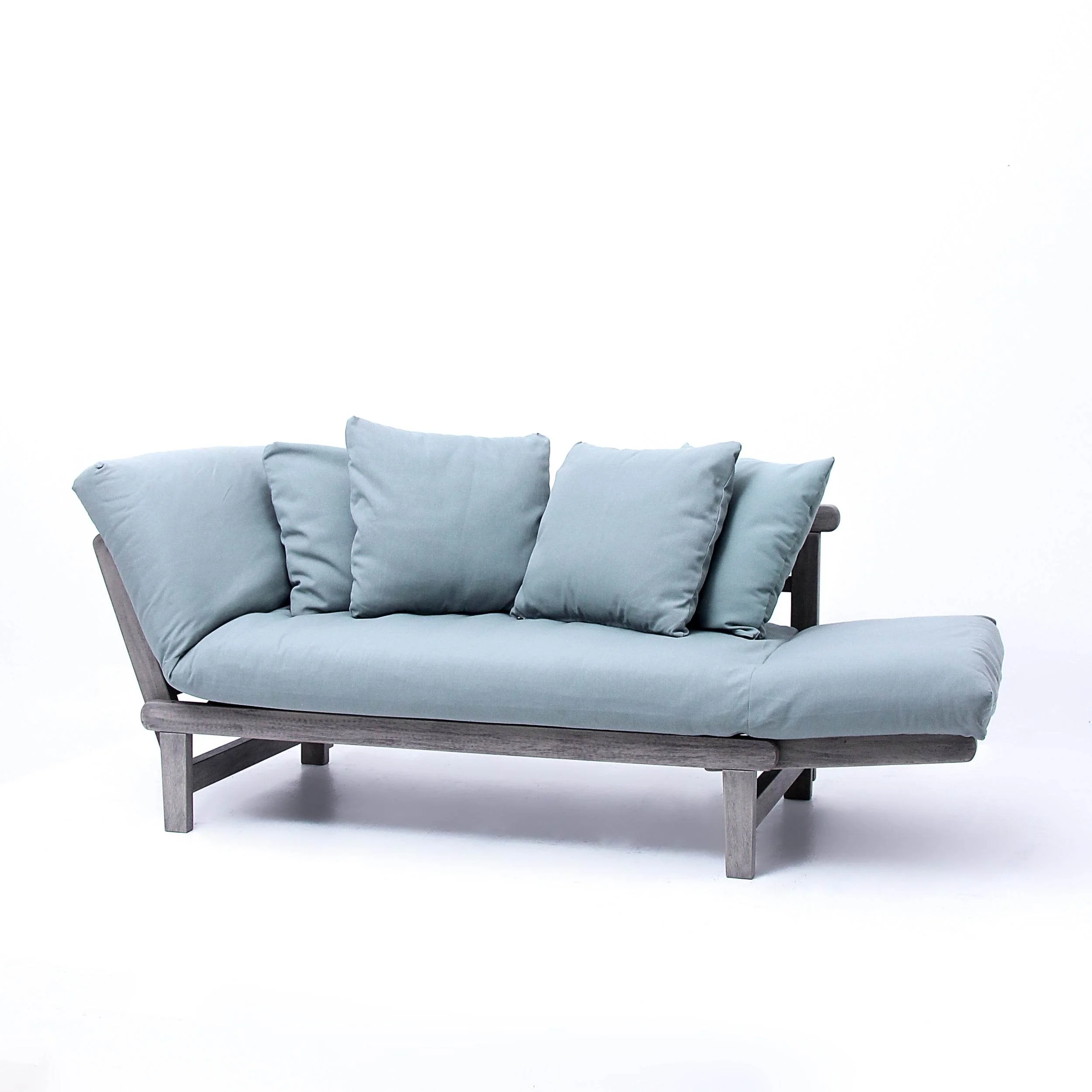 Carlota Outdoor Convertible Sofa Daybed - Weathered Gray Wood / Blue Spruce Cushion - Image 66