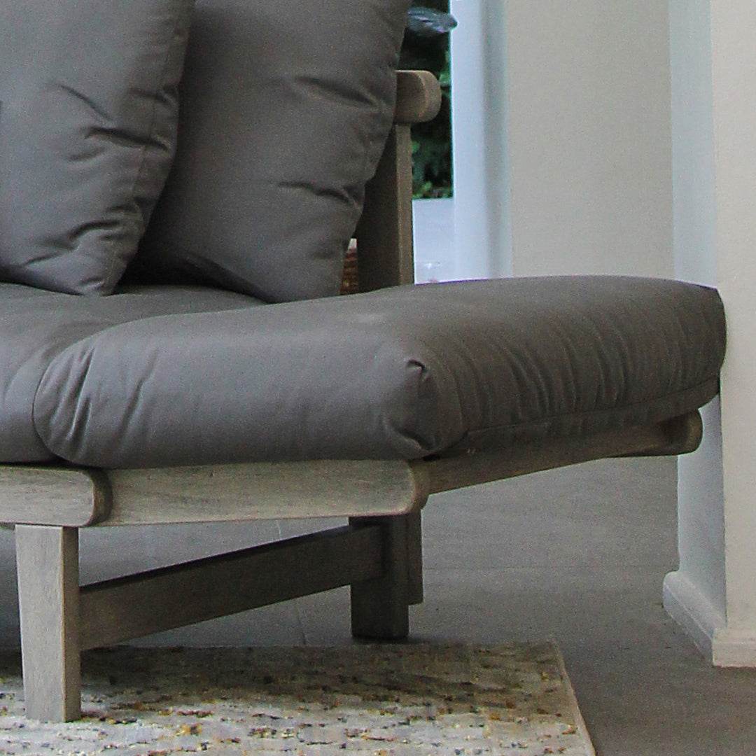 Carlota Mahogany Wood Outdoor Convertible Sofa Daybed with Gray Cushion - Image 10