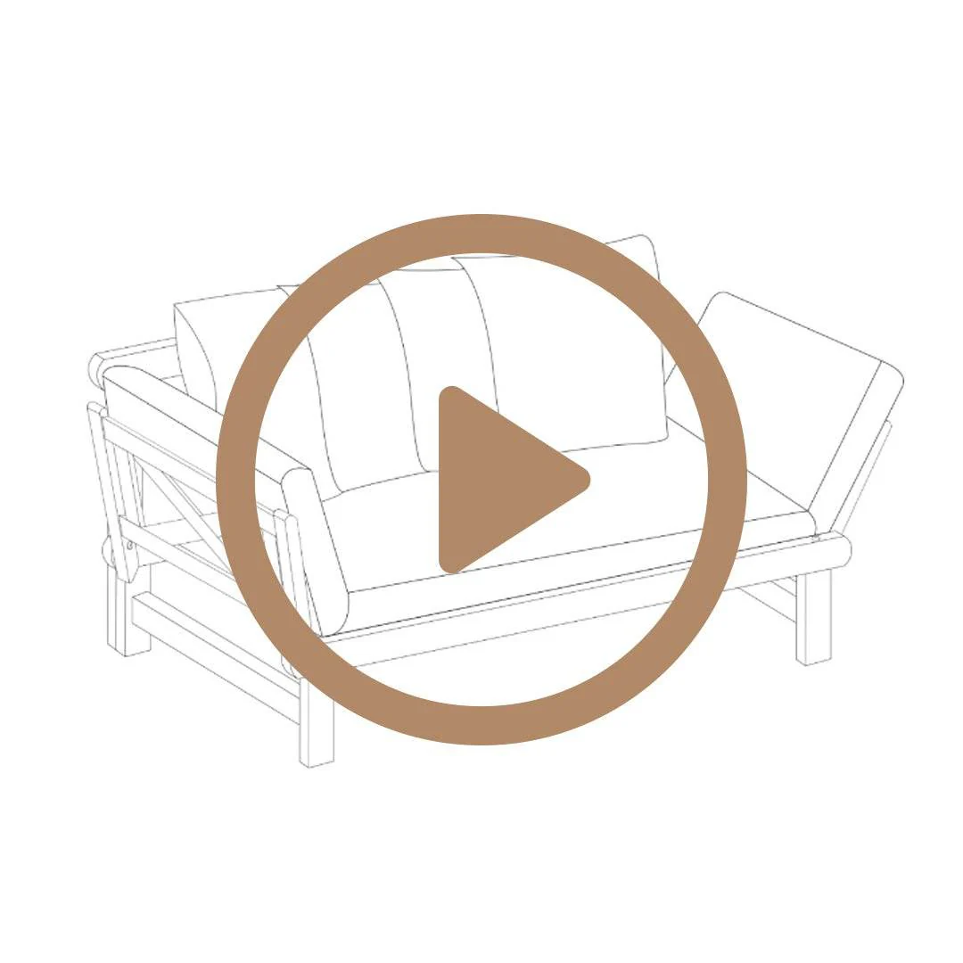 Carlota Mahogany Wood Outdoor Convertible Sofa Daybed with Gray Cushion - Image 6