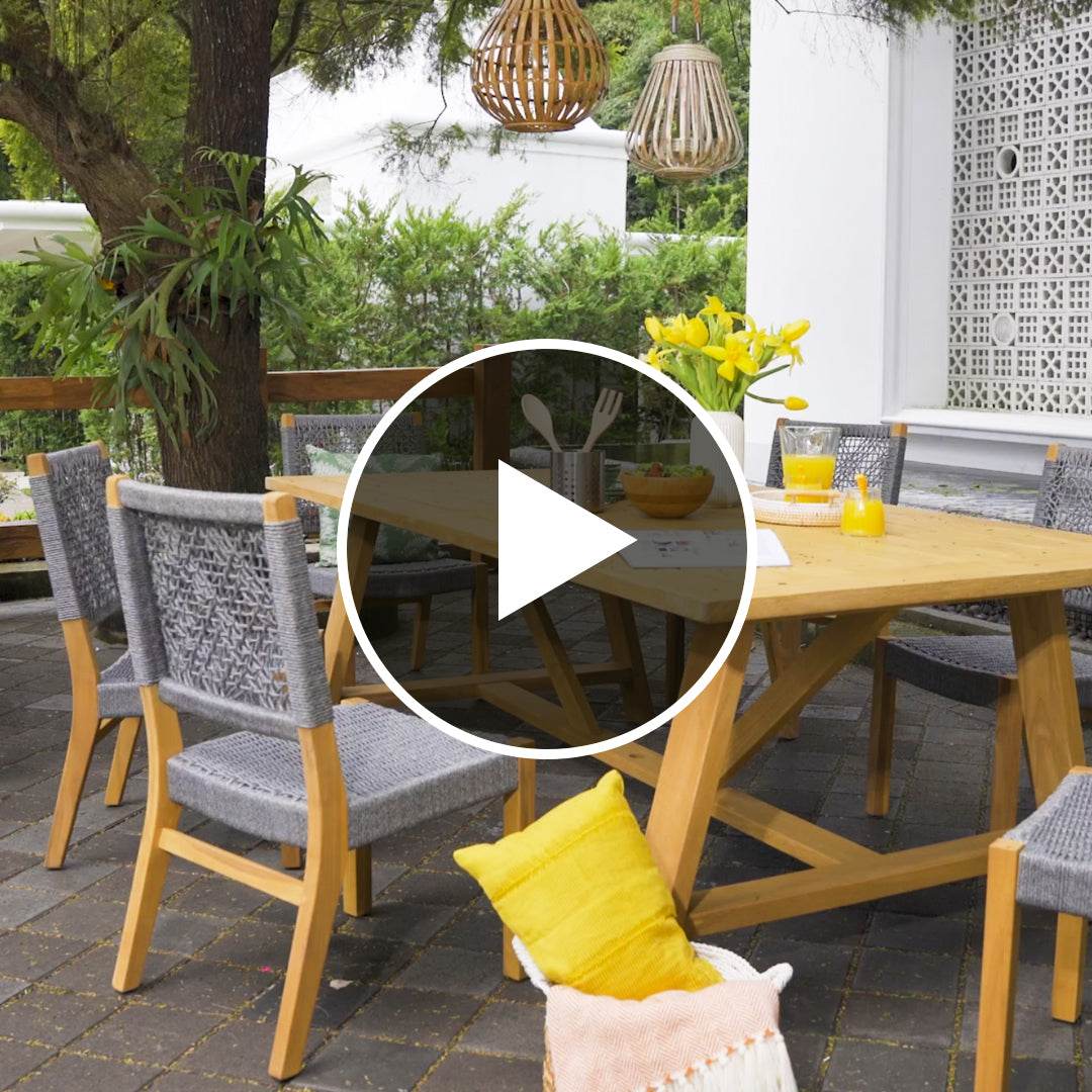 Carmel 2 Piece Teak Wood Outdoor Dining Chair with Honey Twist Wicker - Image 4