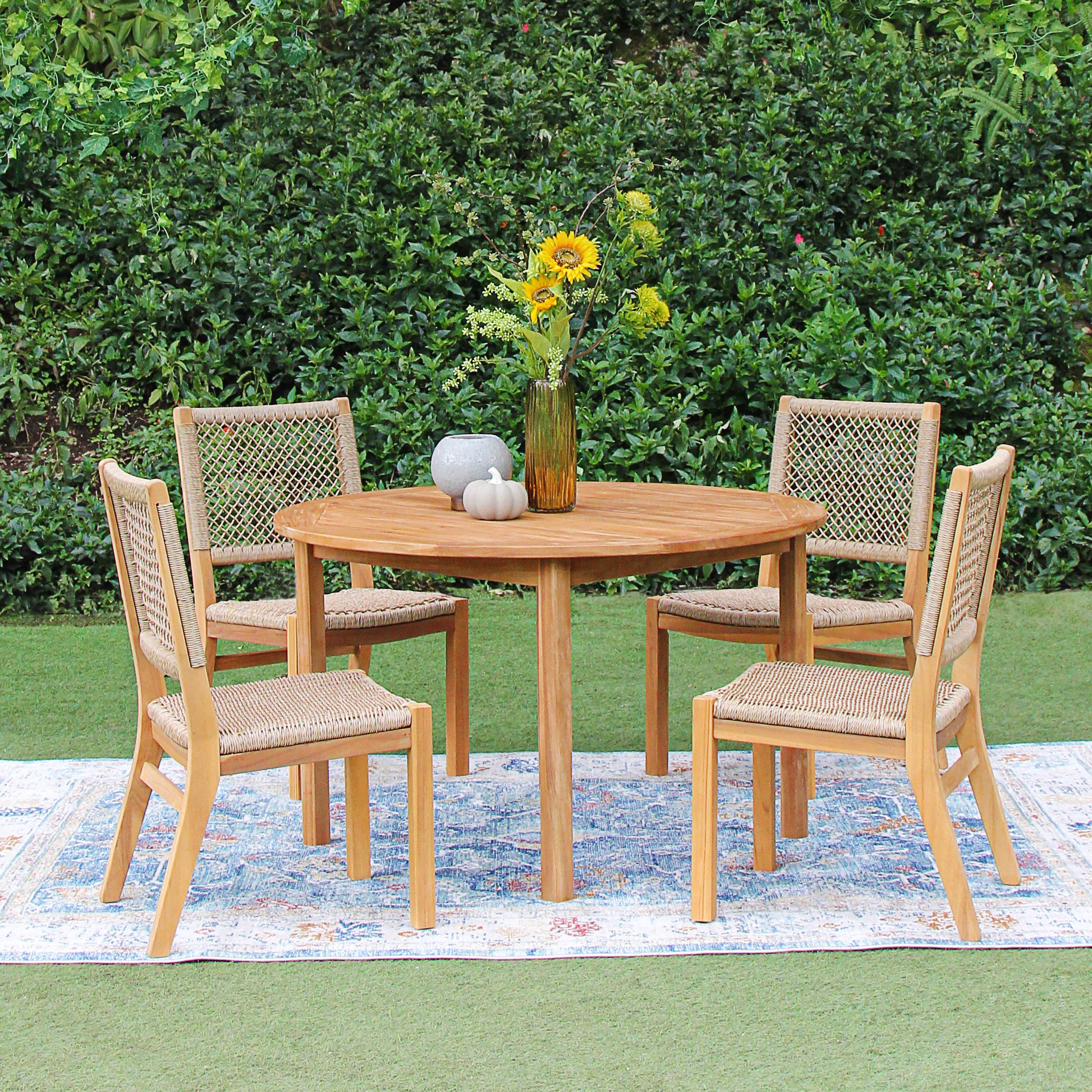 Carmel 2 Piece Teak Wood Outdoor Dining Chair with Honey Twist Wicker - Image 6