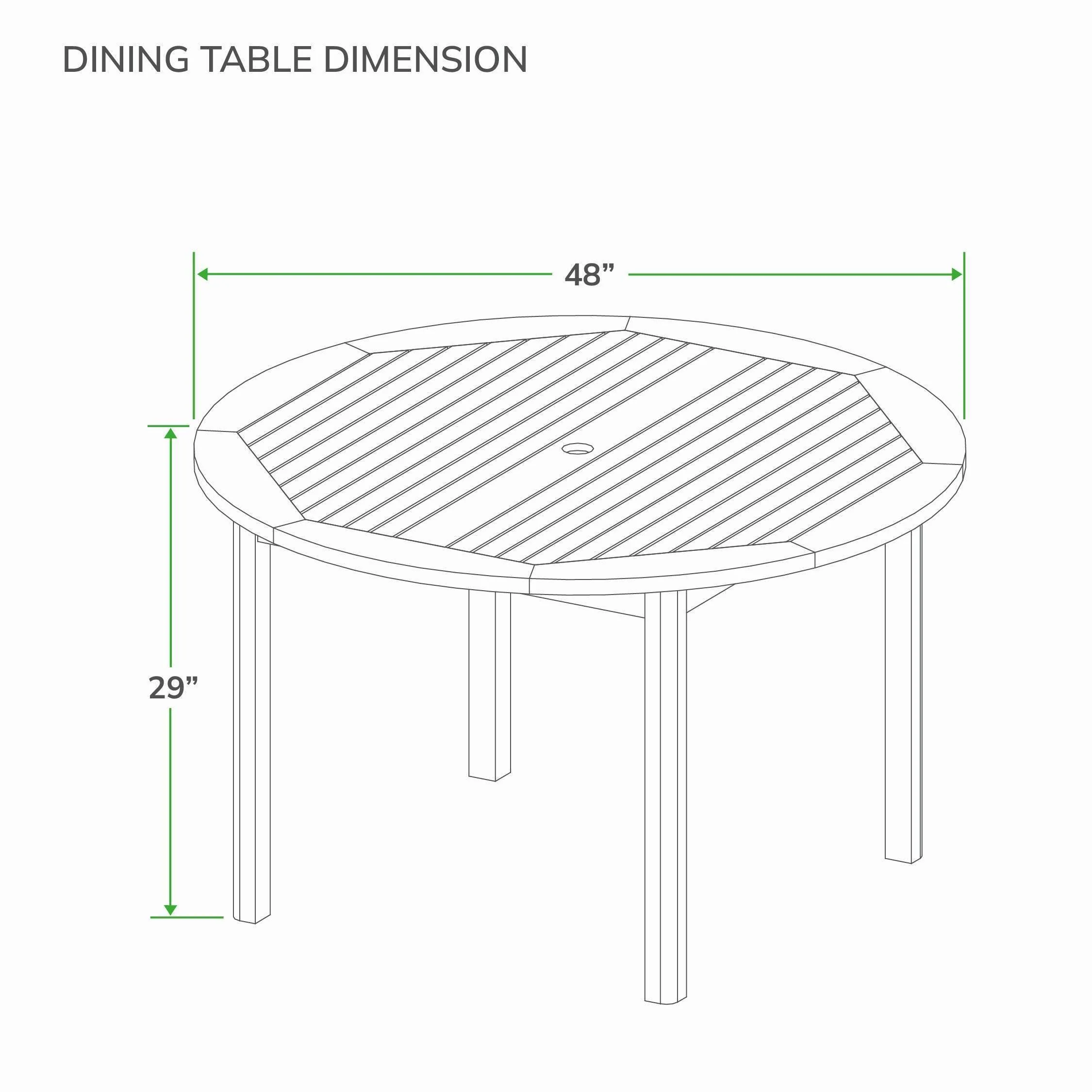 Abbington Teak Wood 5 Pieces Outdoor Dining Set with Round Dining Table - Image 14