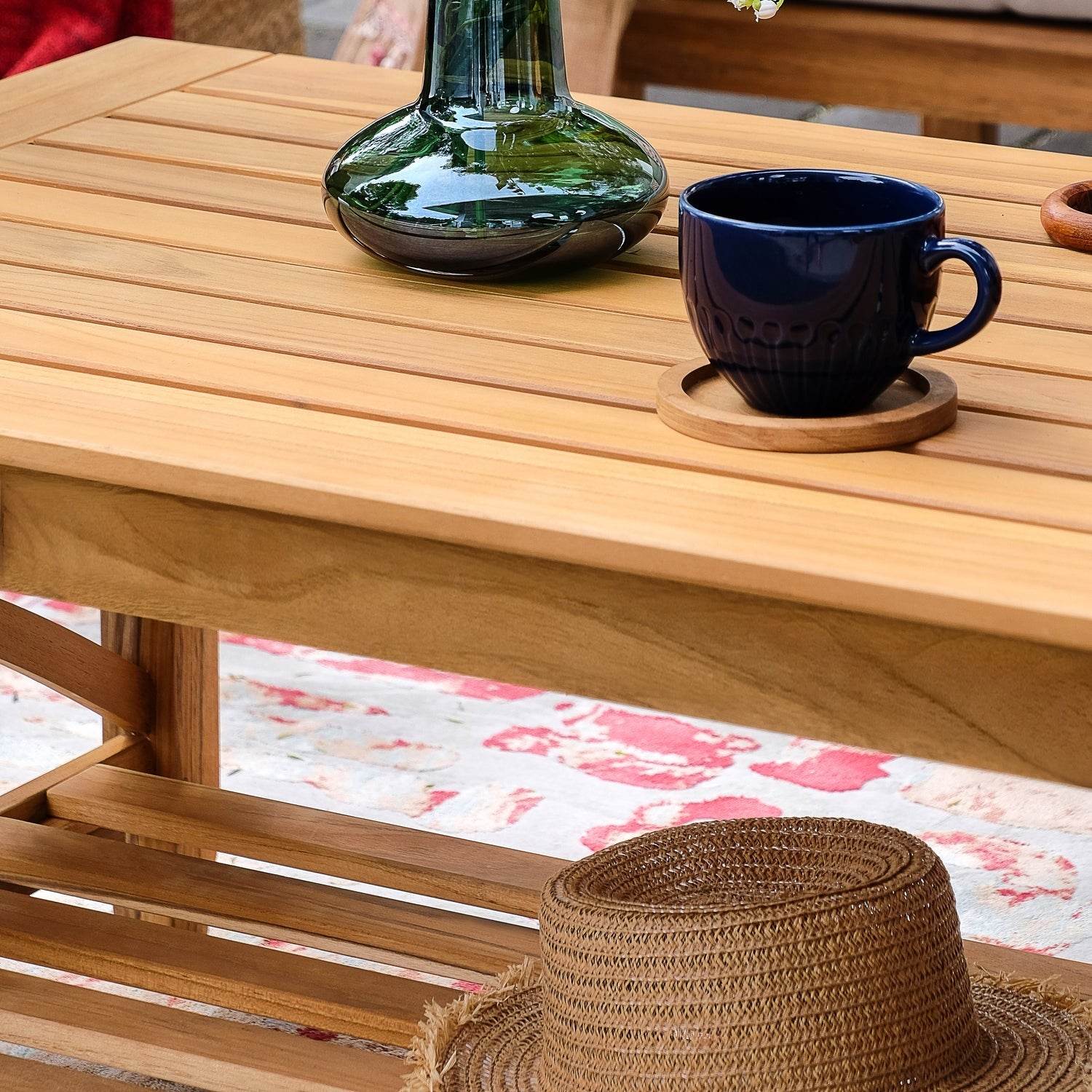 Carmel 5 Pieces Teak Wood Patio Conversation Set with Tan Cushion - Image 9