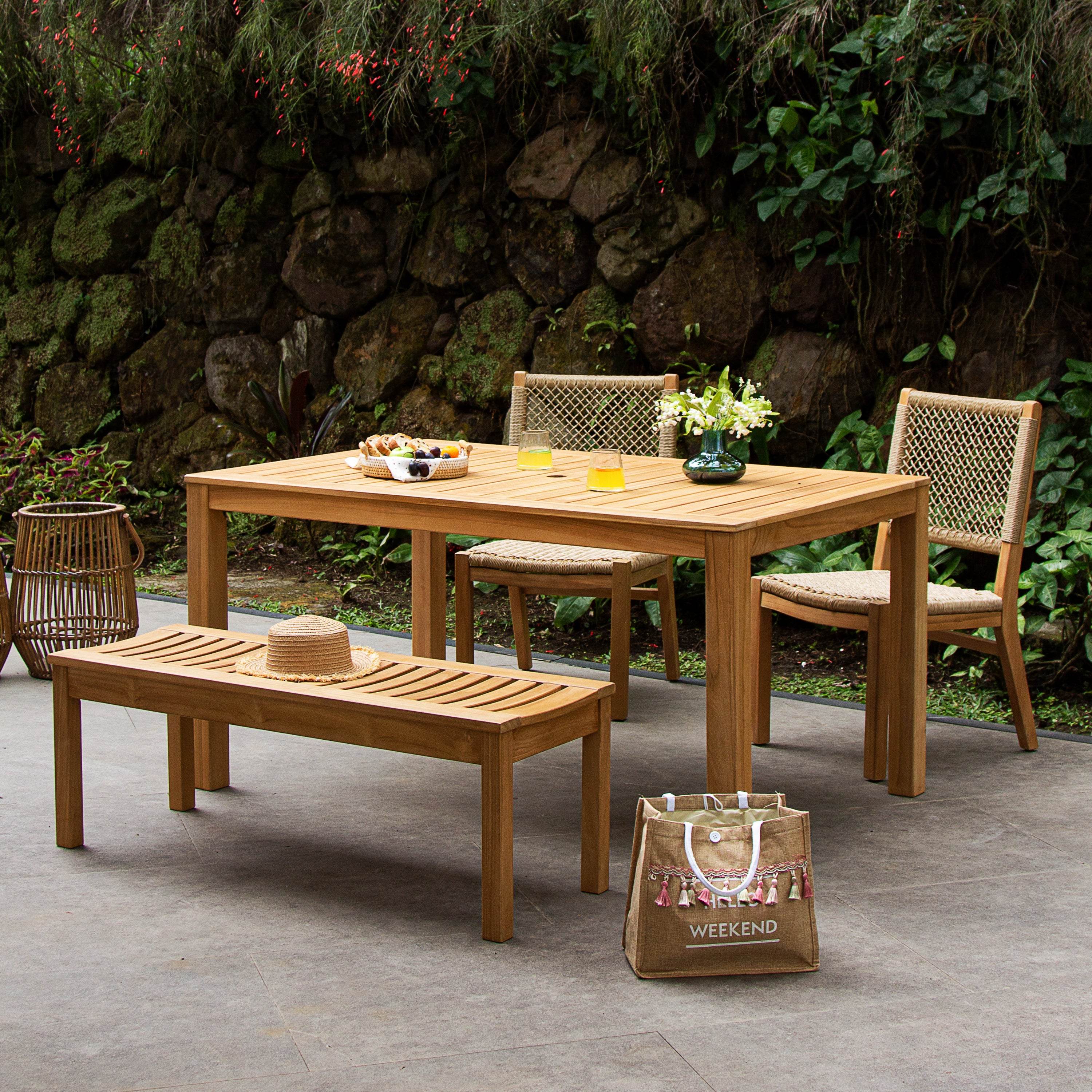 Carmel Teak Wood 4 Pieces Outdoor Dining Set - Image 3