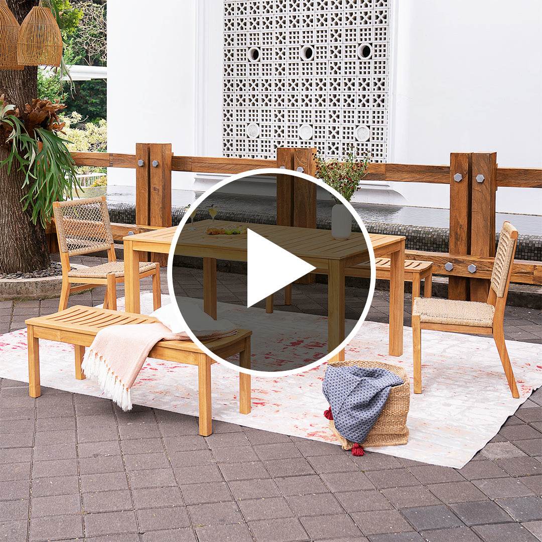 Carmel Teak Wood 5 Pieces Outdoor Dining Set - Image 5