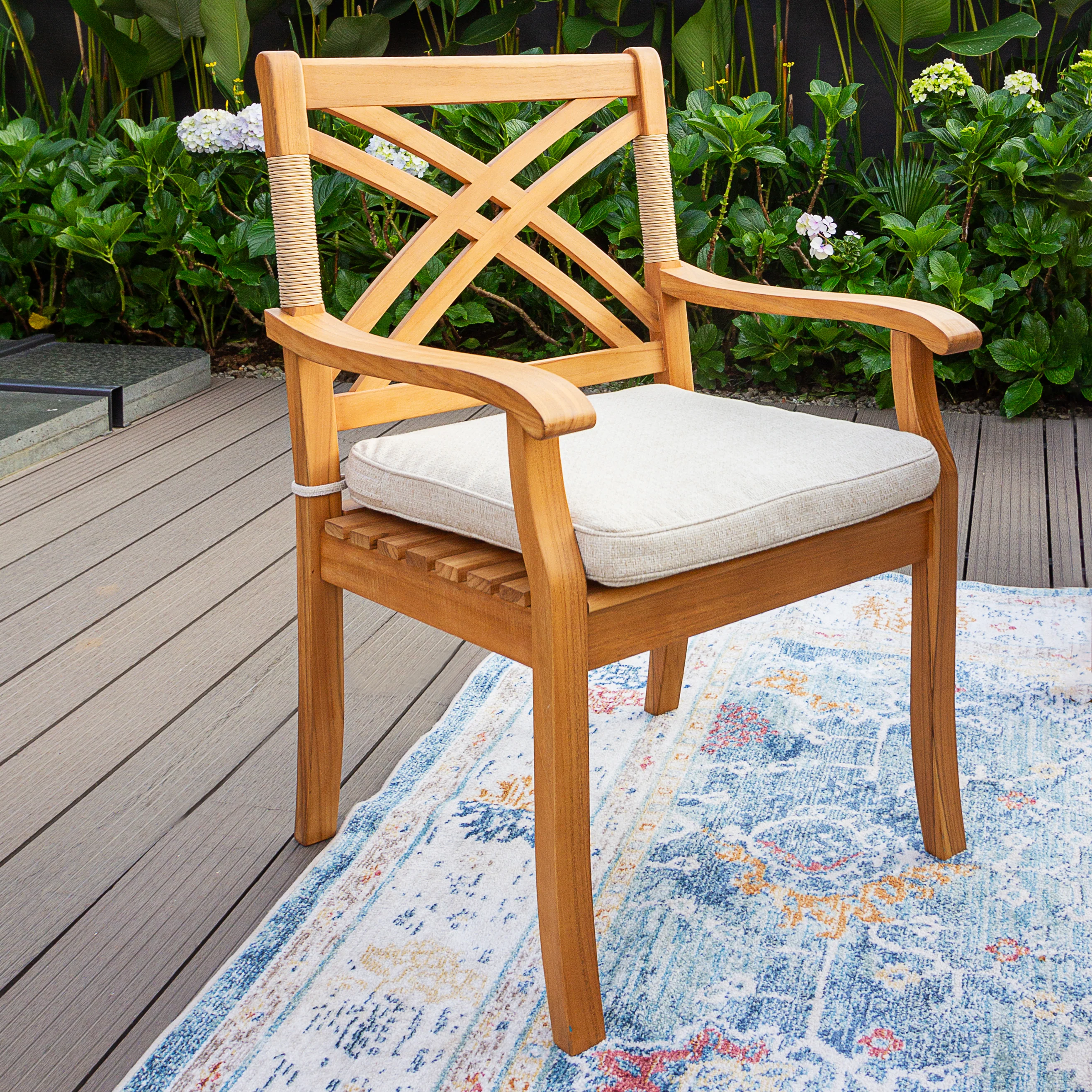 Carmel Teak Wood 6 Piece Outdoor Dining Set - Image 9
