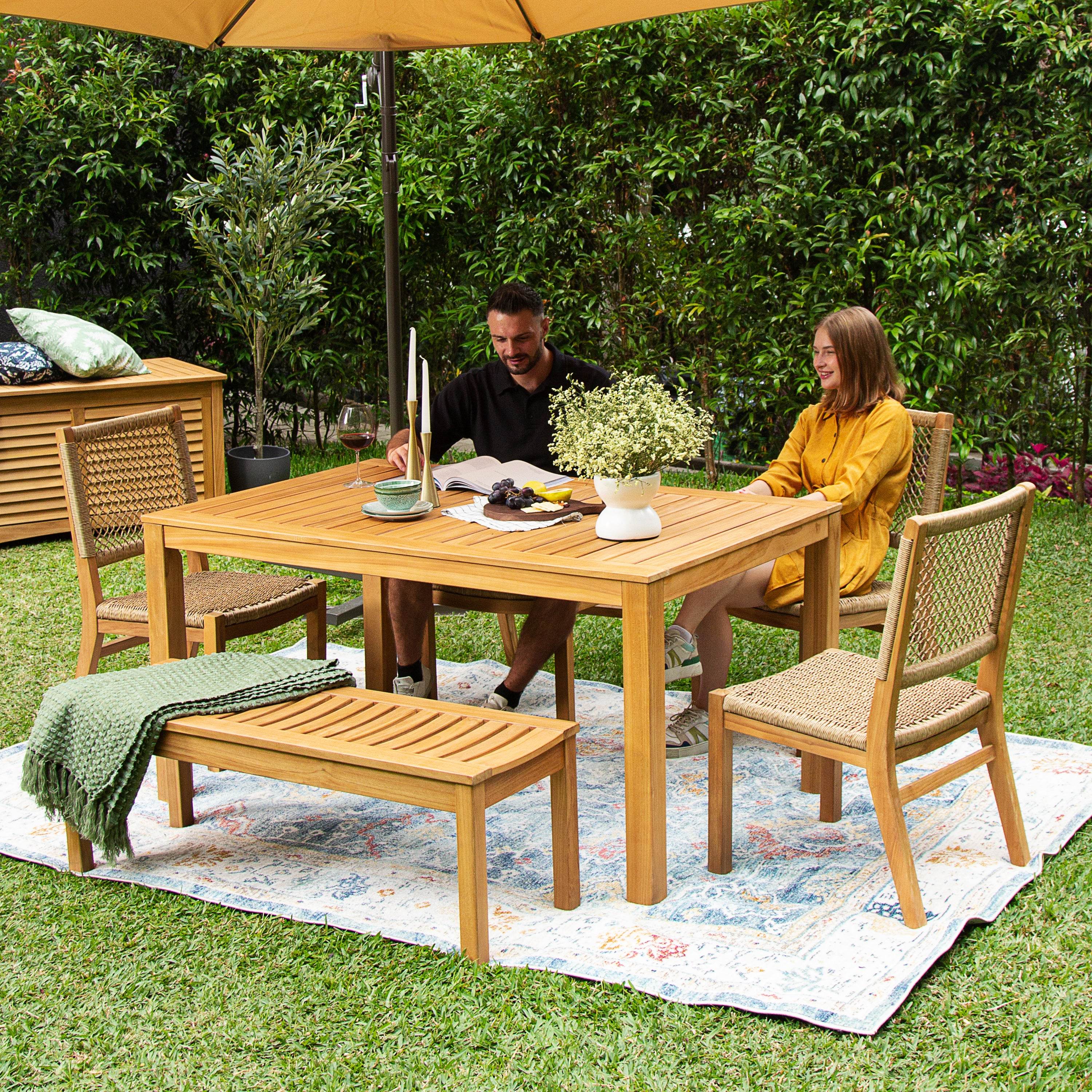 Carmel Teak Wood 6 Pieces Outdoor Dining Set - Image 3