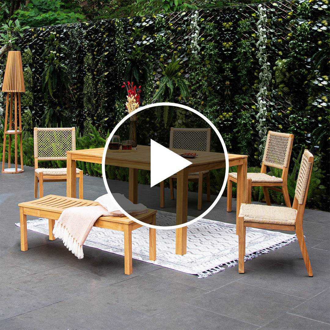 Carmel Teak Wood 6 Pieces Outdoor Dining Set - Image 5