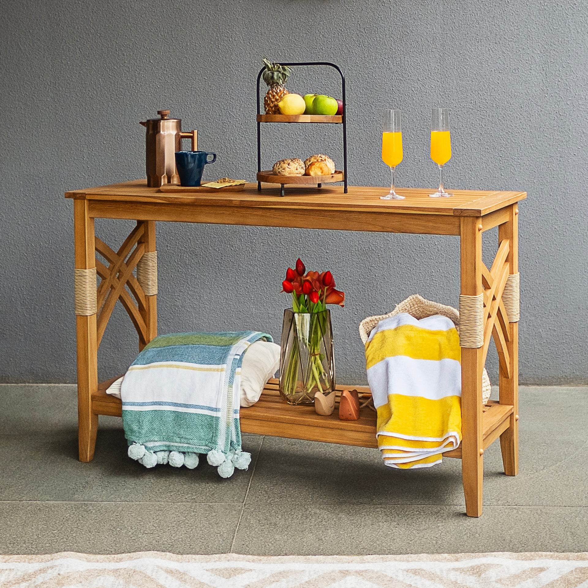 Carmel Teak Wood Outdoor Console Table - Image 3