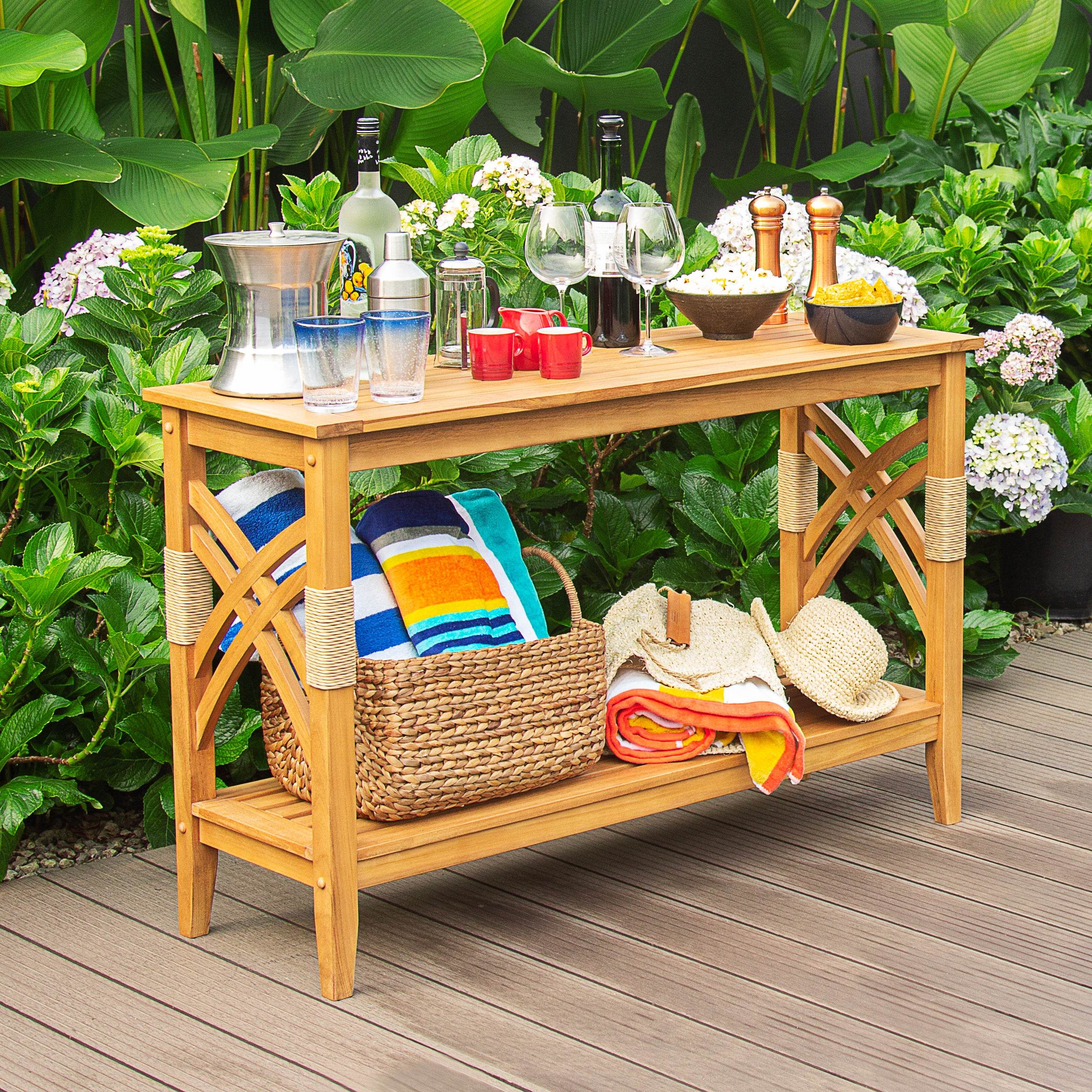 Carmel Teak Wood Outdoor Console Table - Image 4