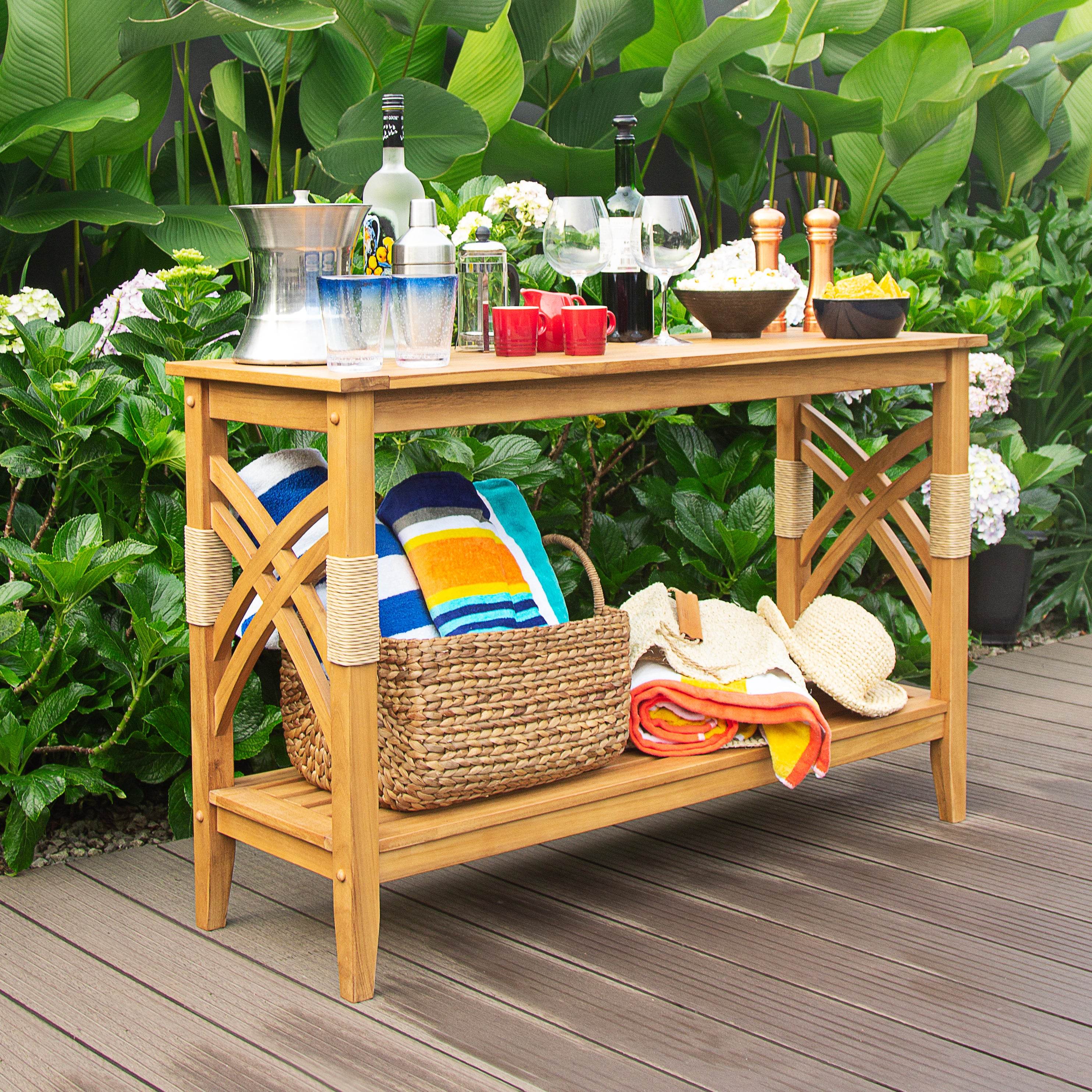 Carmel Teak Wood Outdoor Console Table - Image 6