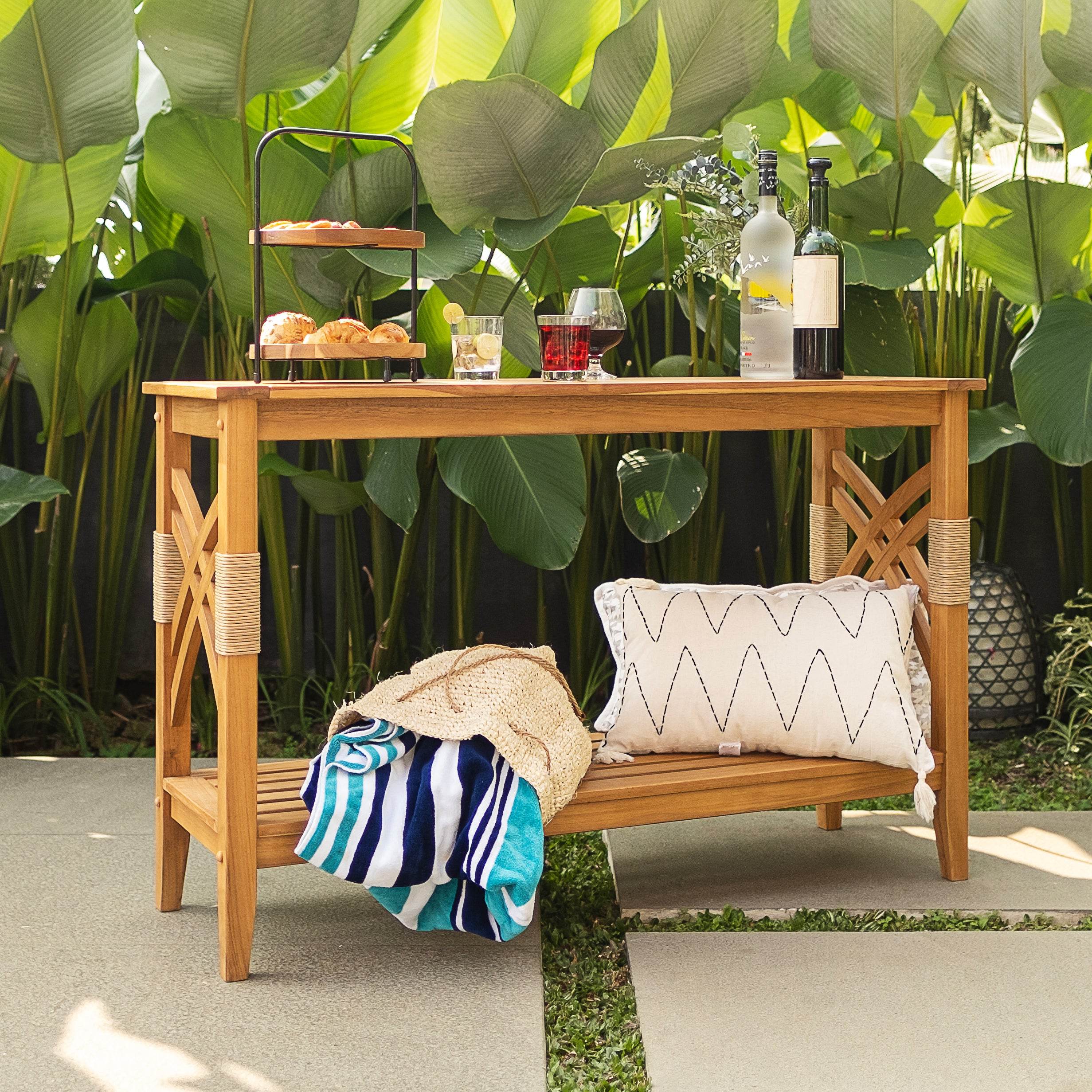 Carmel Teak Wood Outdoor Console Table - Image 7