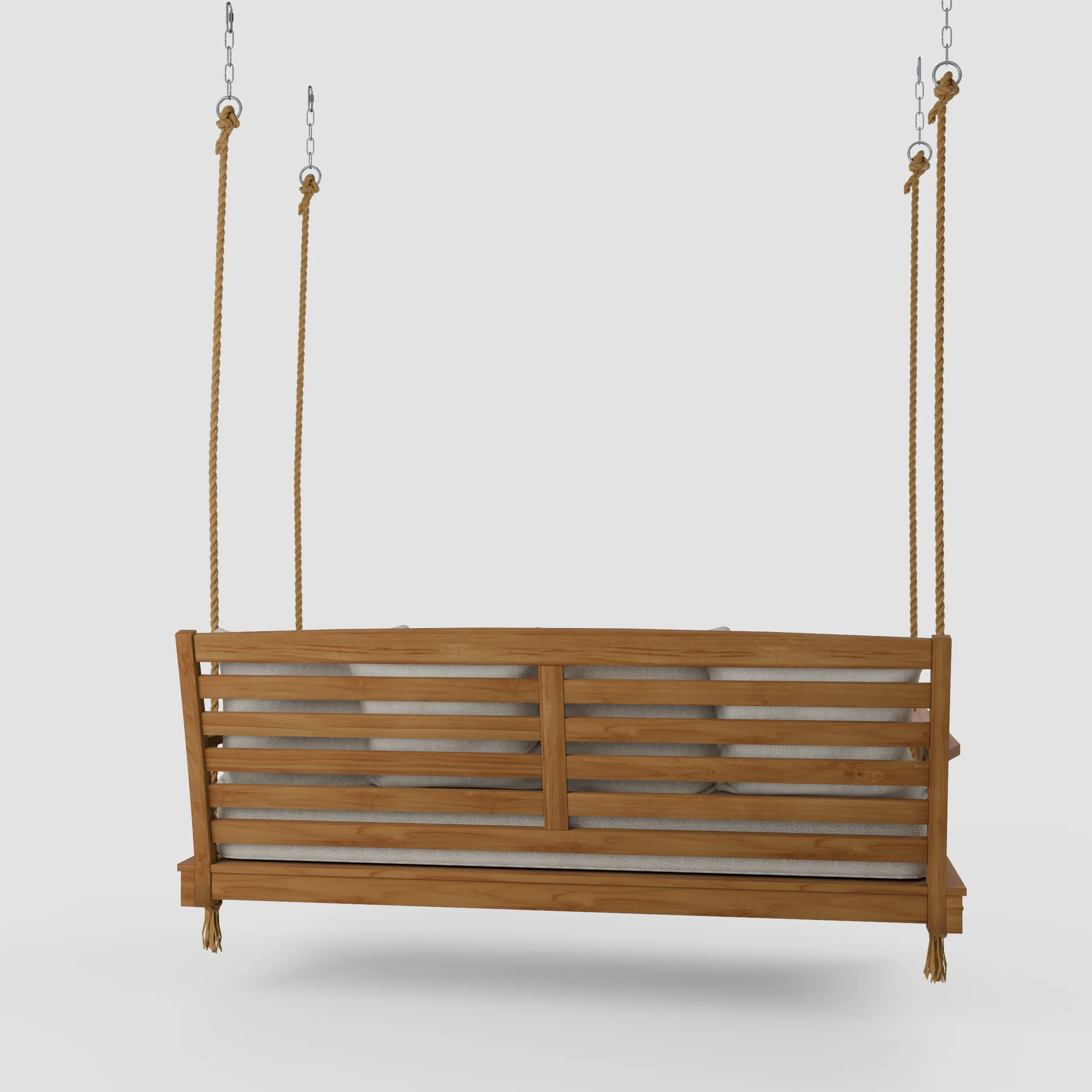 Carmel Teak Wood Outdoor Swing Daybed with Tan Cushion - Image 27