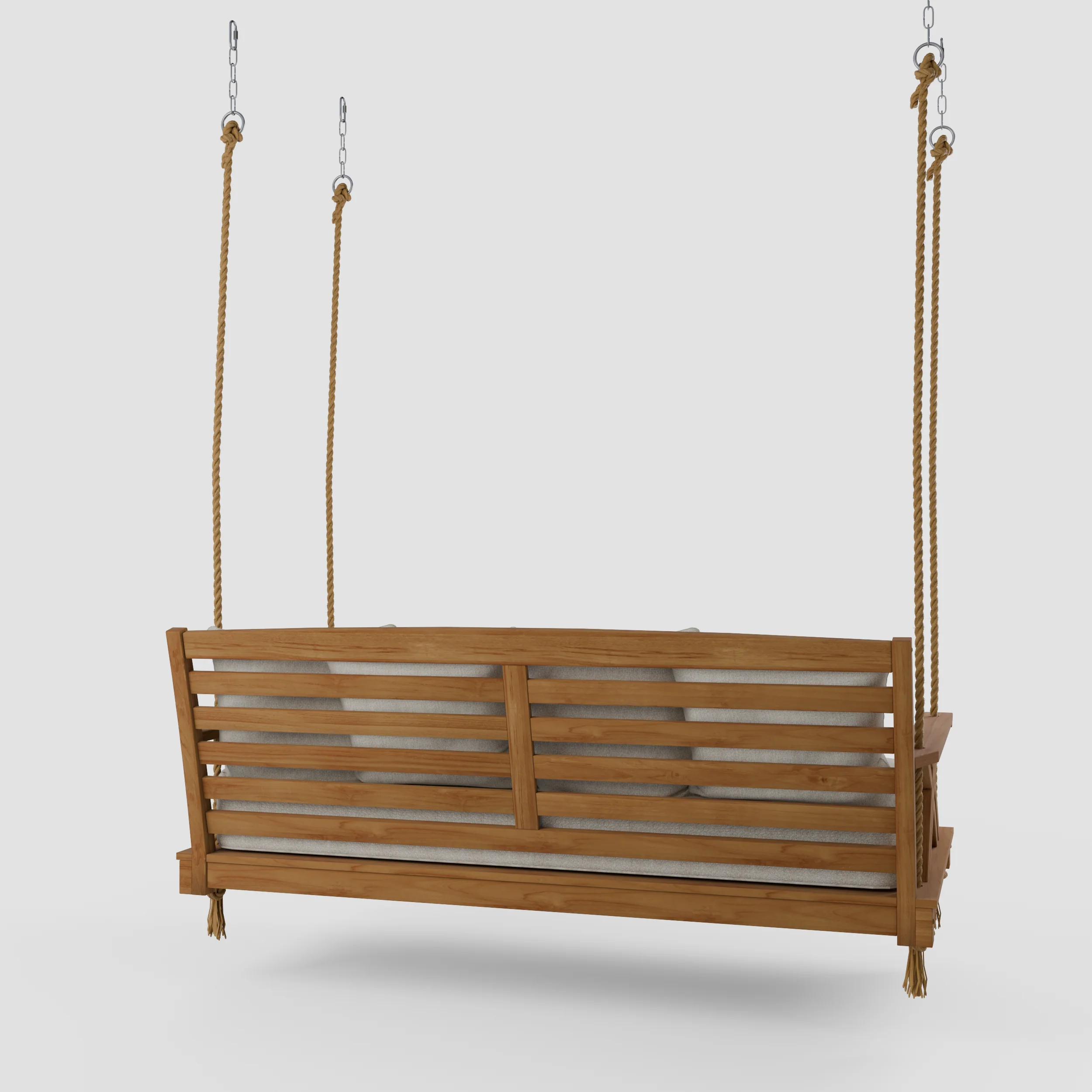 Carmel Teak Wood Outdoor Swing Daybed with Tan Cushion - Image 48
