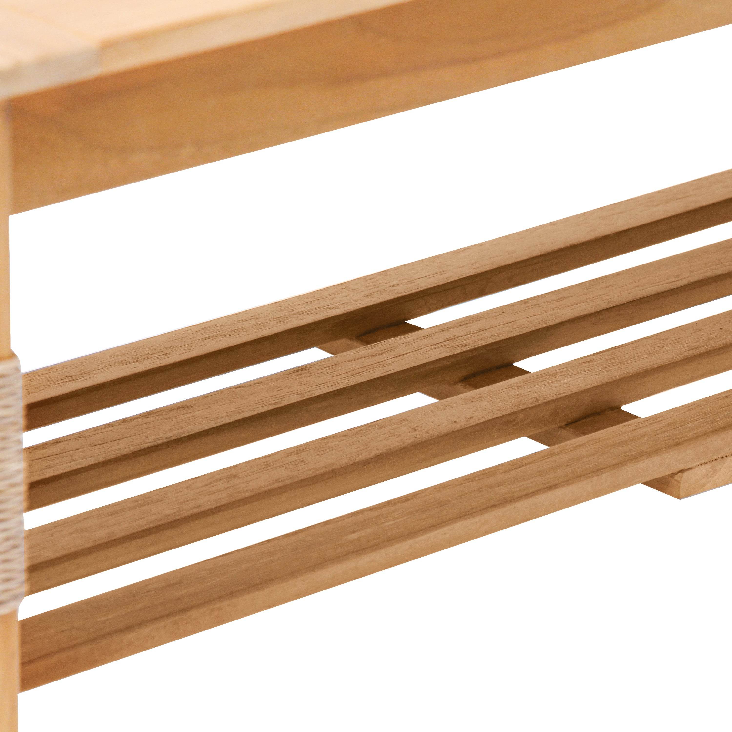 Carmel Teak Wood Patio Coffee Table with Shelf - Image 11