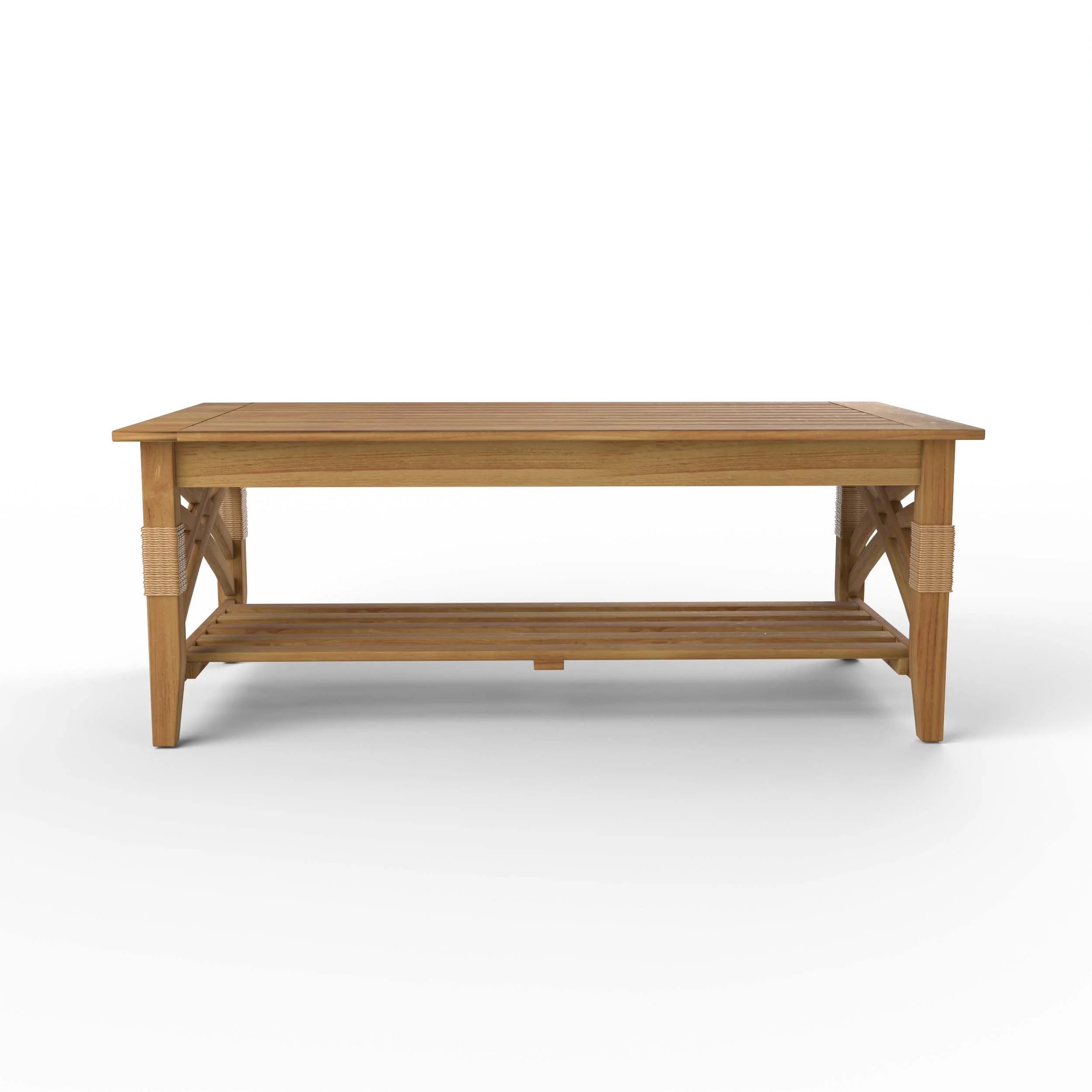 Carmel Teak Wood Patio Coffee Table with Shelf - Image 16
