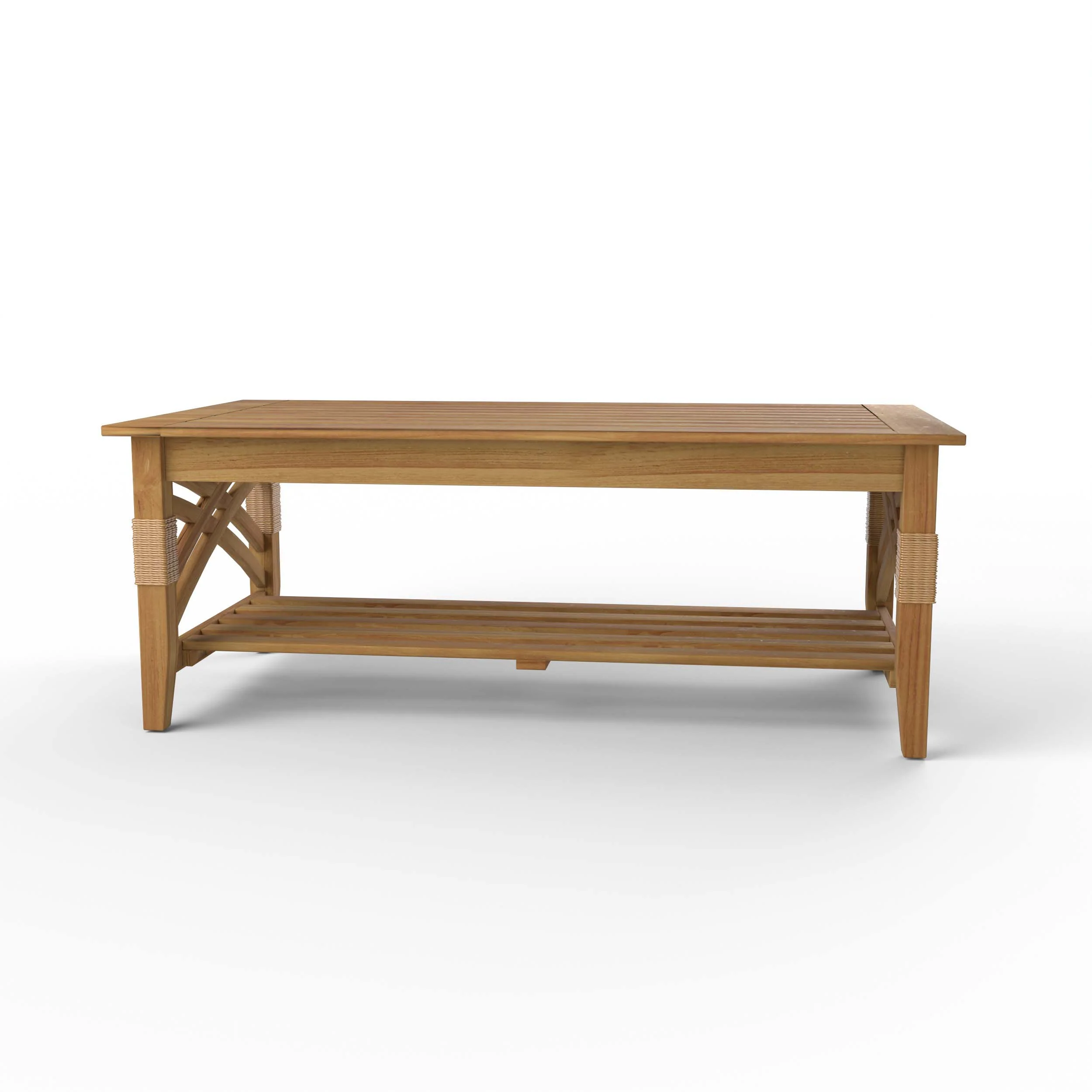 Carmel Teak Wood Patio Coffee Table with Shelf - Image 17