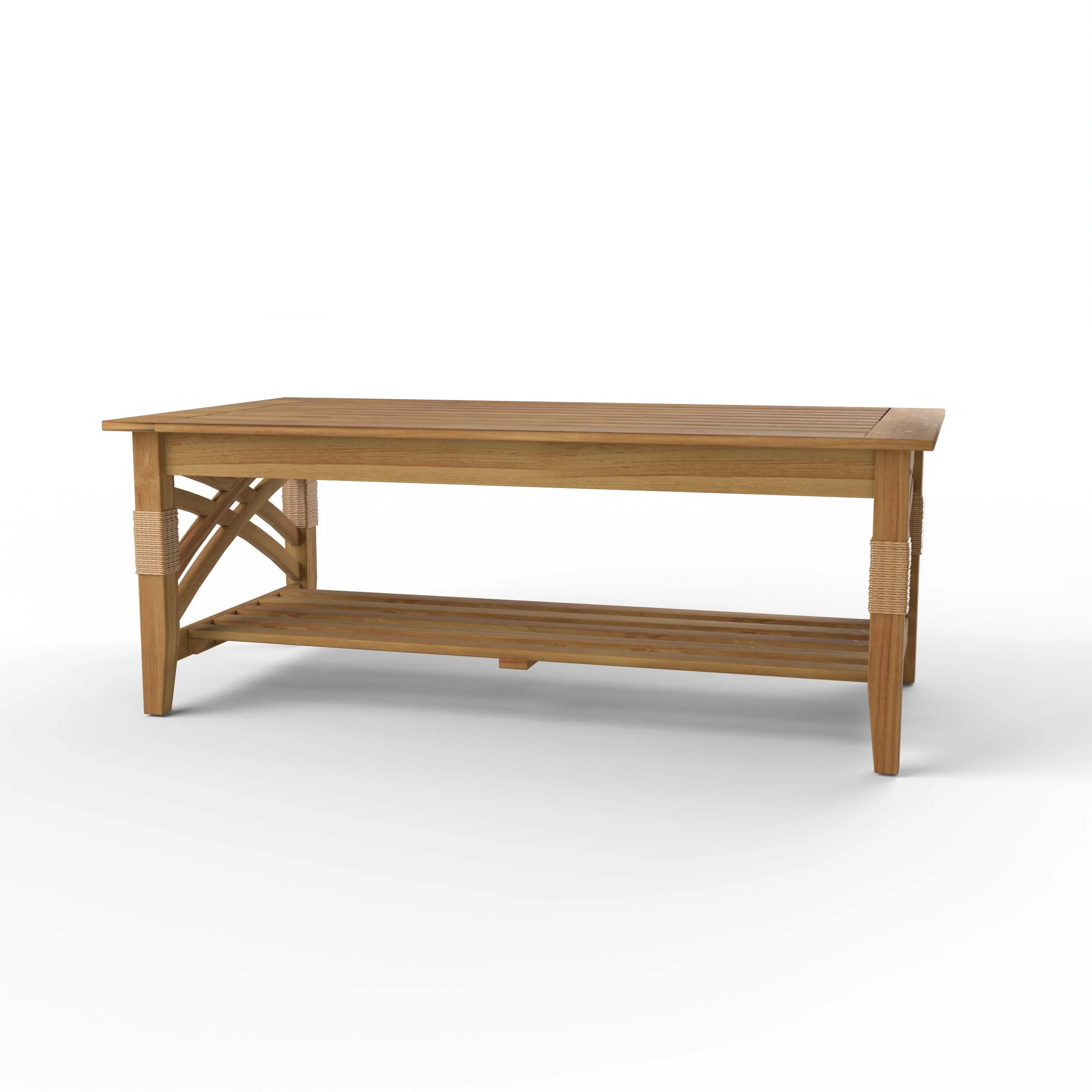 Carmel Teak Wood Patio Coffee Table with Shelf - Image 18