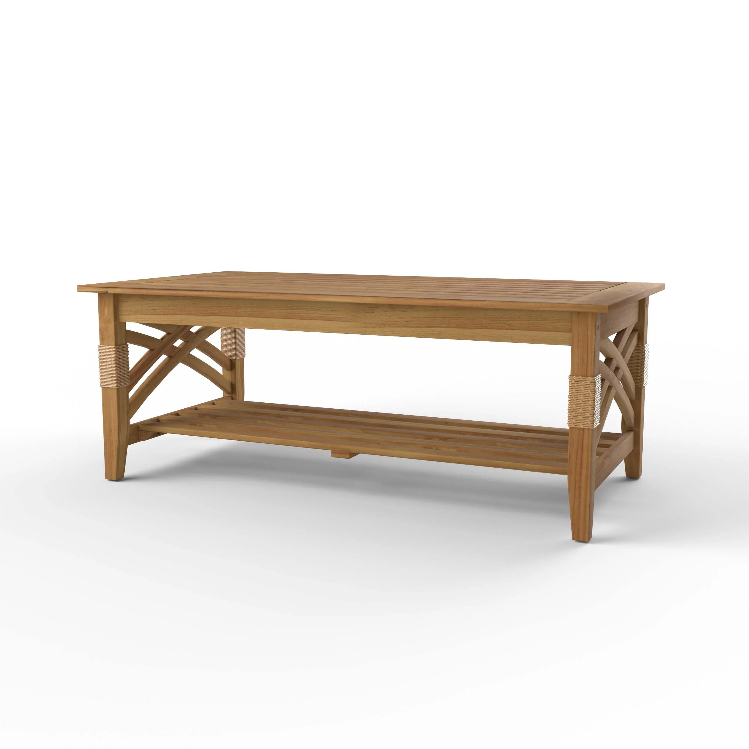 Carmel Teak Wood Patio Coffee Table with Shelf - Image 19
