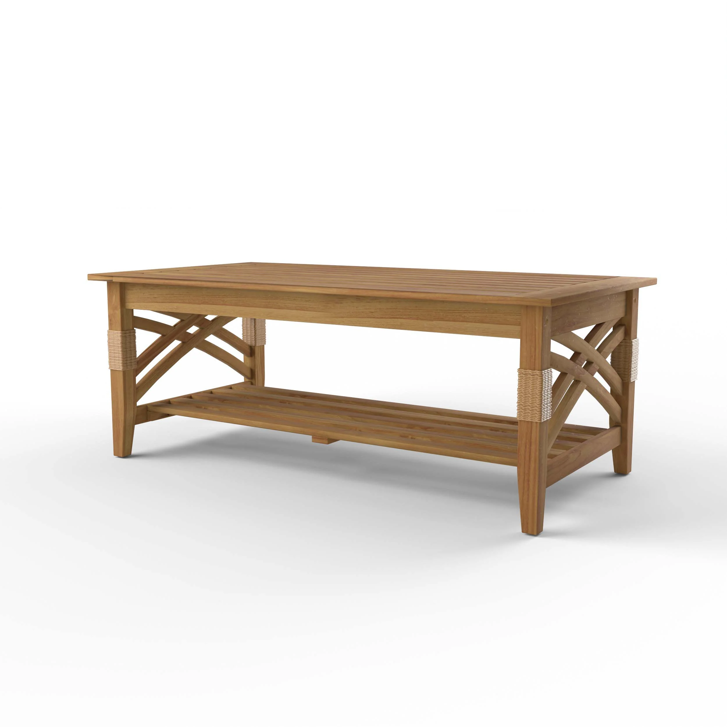 Carmel Teak Wood Patio Coffee Table with Shelf - Image 20
