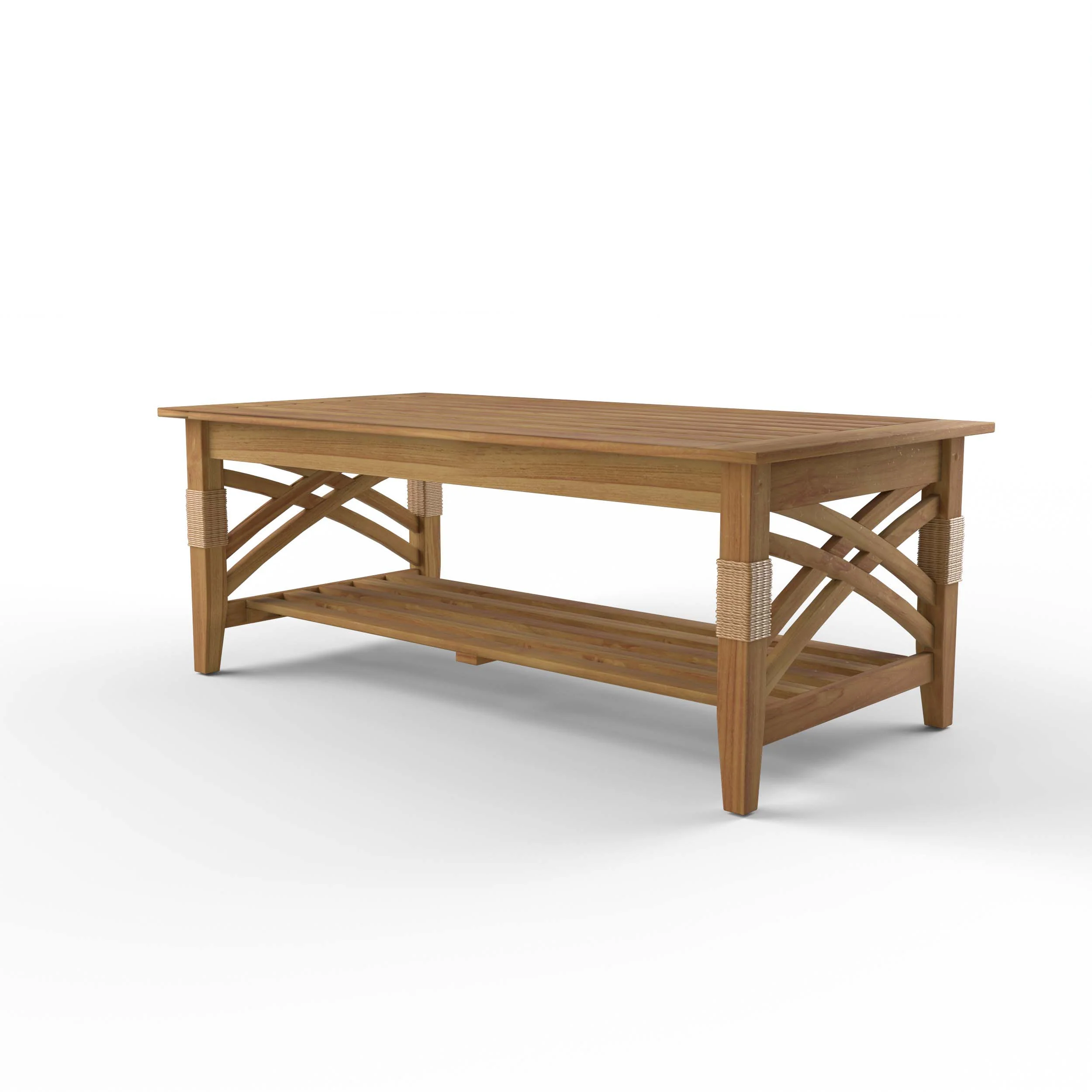 Carmel Teak Wood Patio Coffee Table with Shelf - Image 21