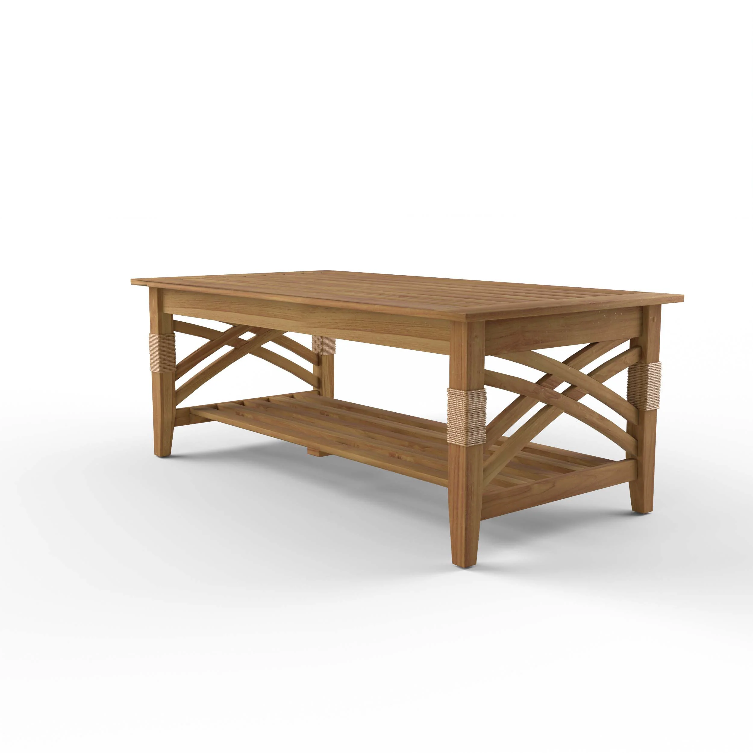 Carmel Teak Wood Patio Coffee Table with Shelf - Image 22