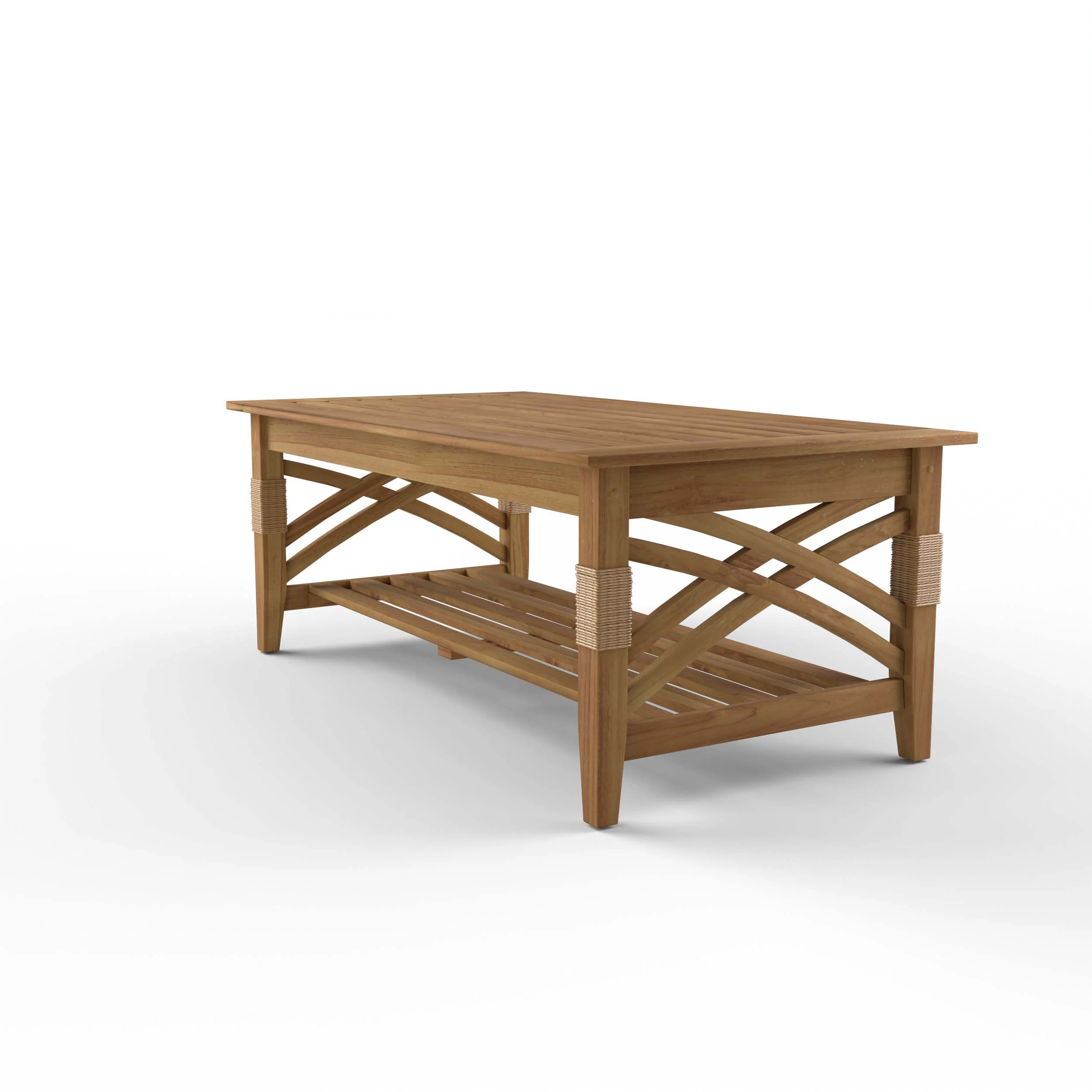 Carmel Teak Wood Patio Coffee Table with Shelf - Image 23