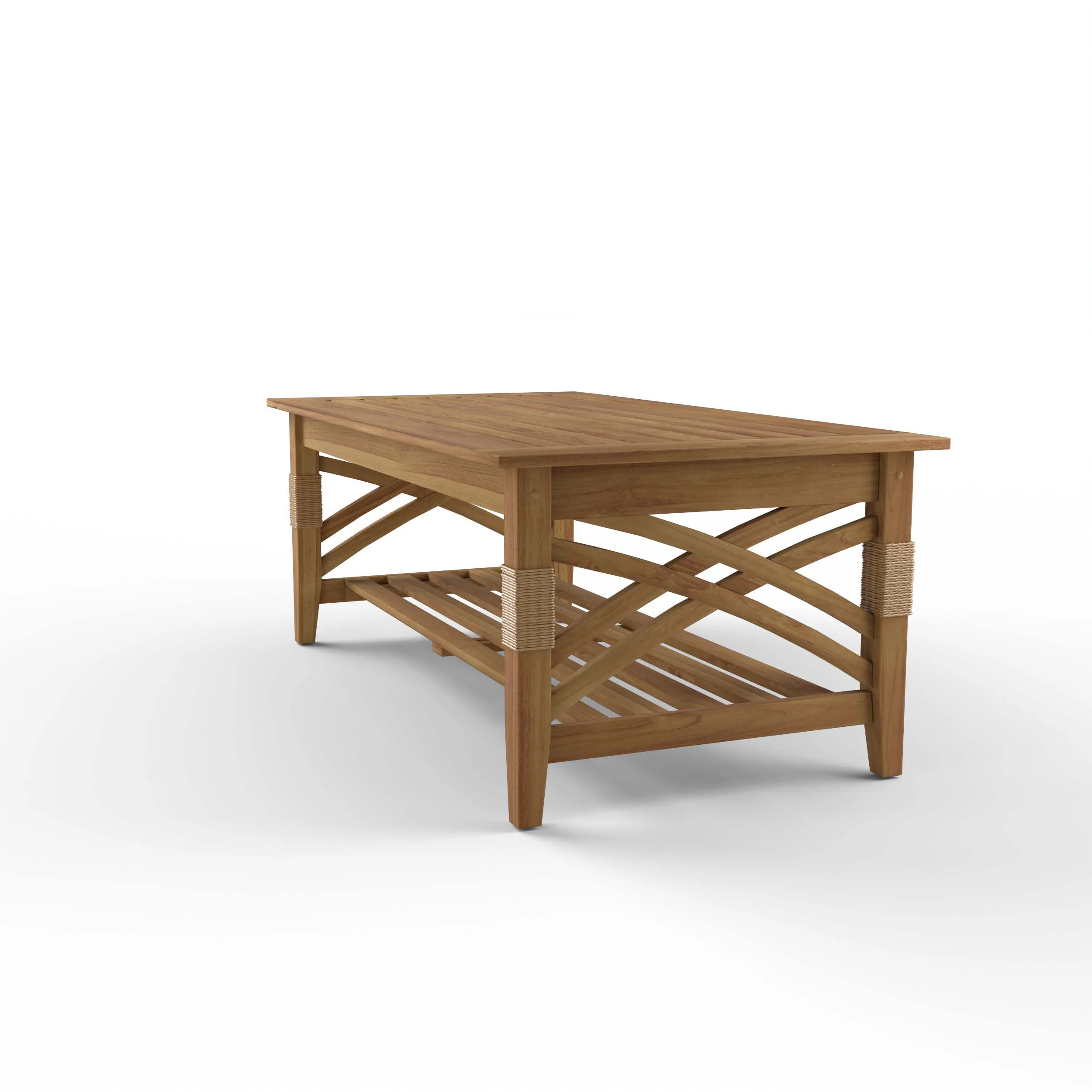 Carmel Teak Wood Patio Coffee Table with Shelf - Image 24