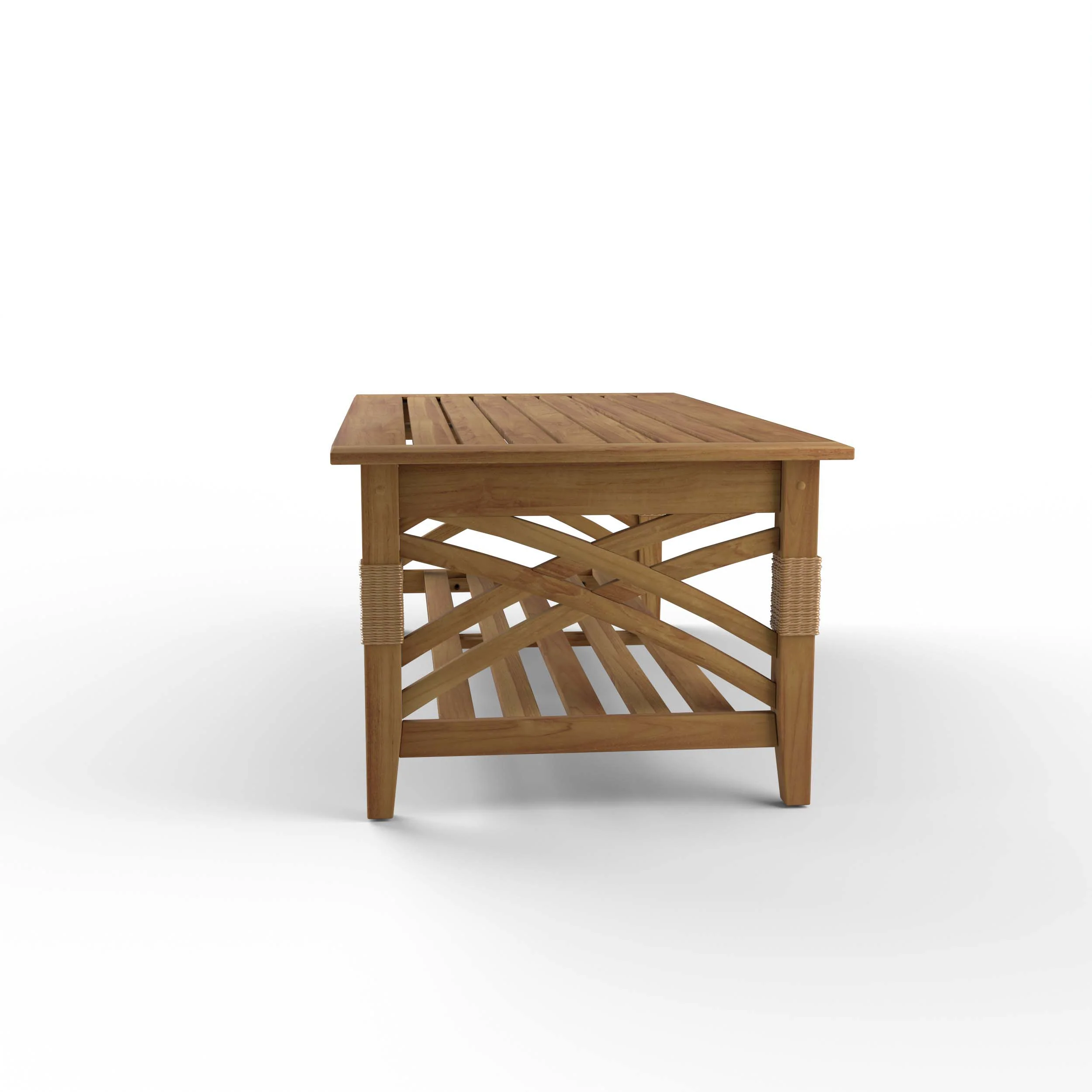 Carmel Teak Wood Patio Coffee Table with Shelf - Image 26