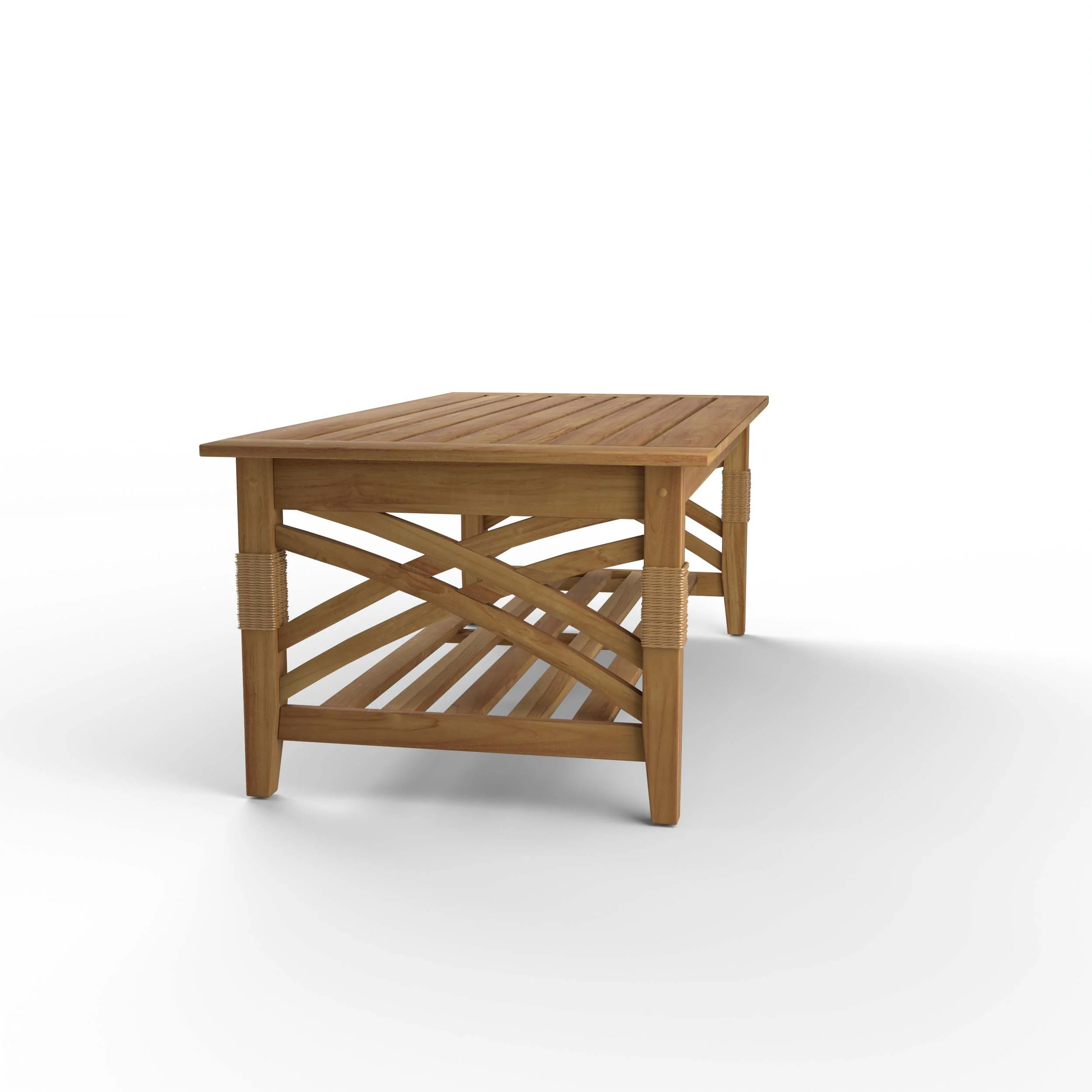 Carmel Teak Wood Patio Coffee Table with Shelf - Image 28