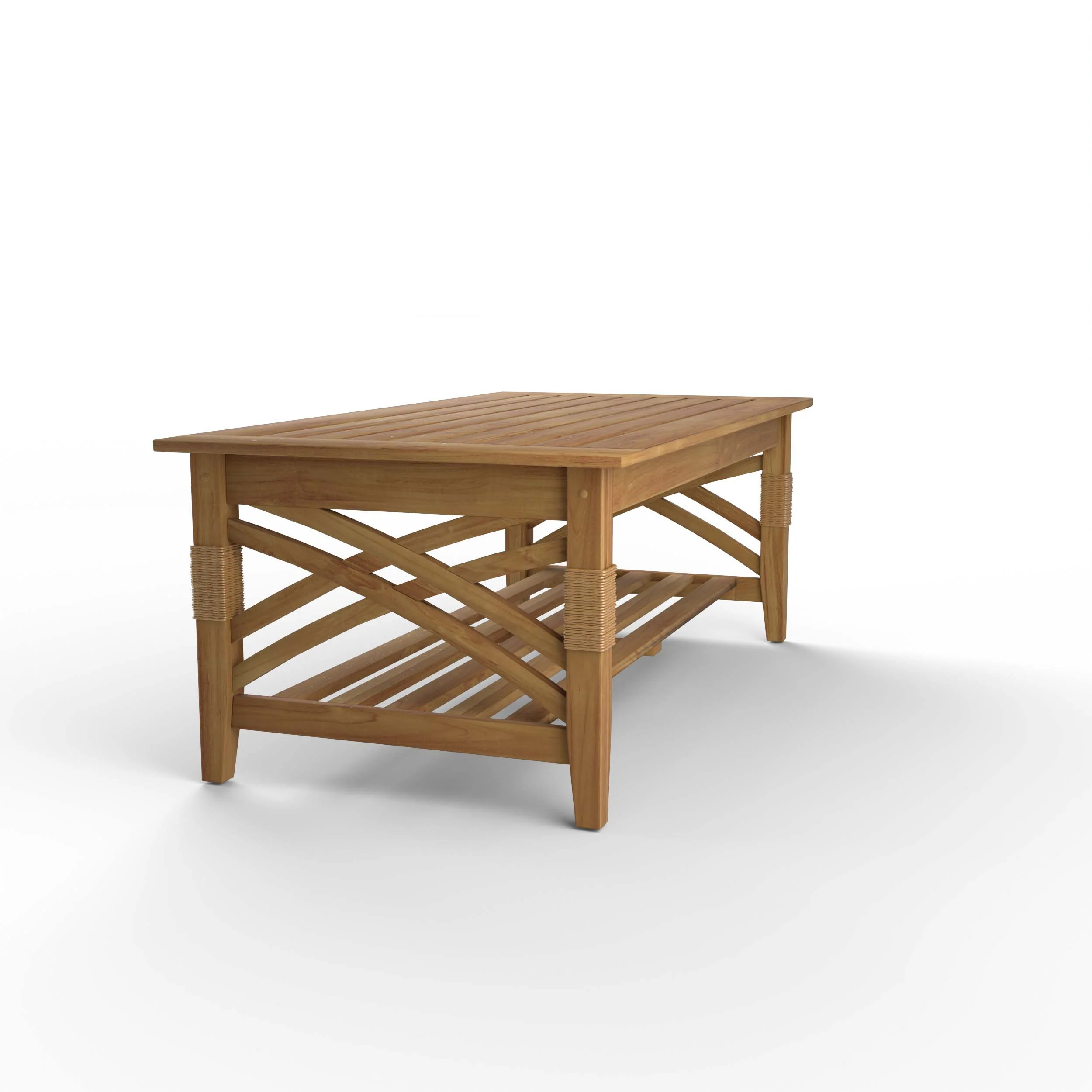 Carmel Teak Wood Patio Coffee Table with Shelf - Image 29