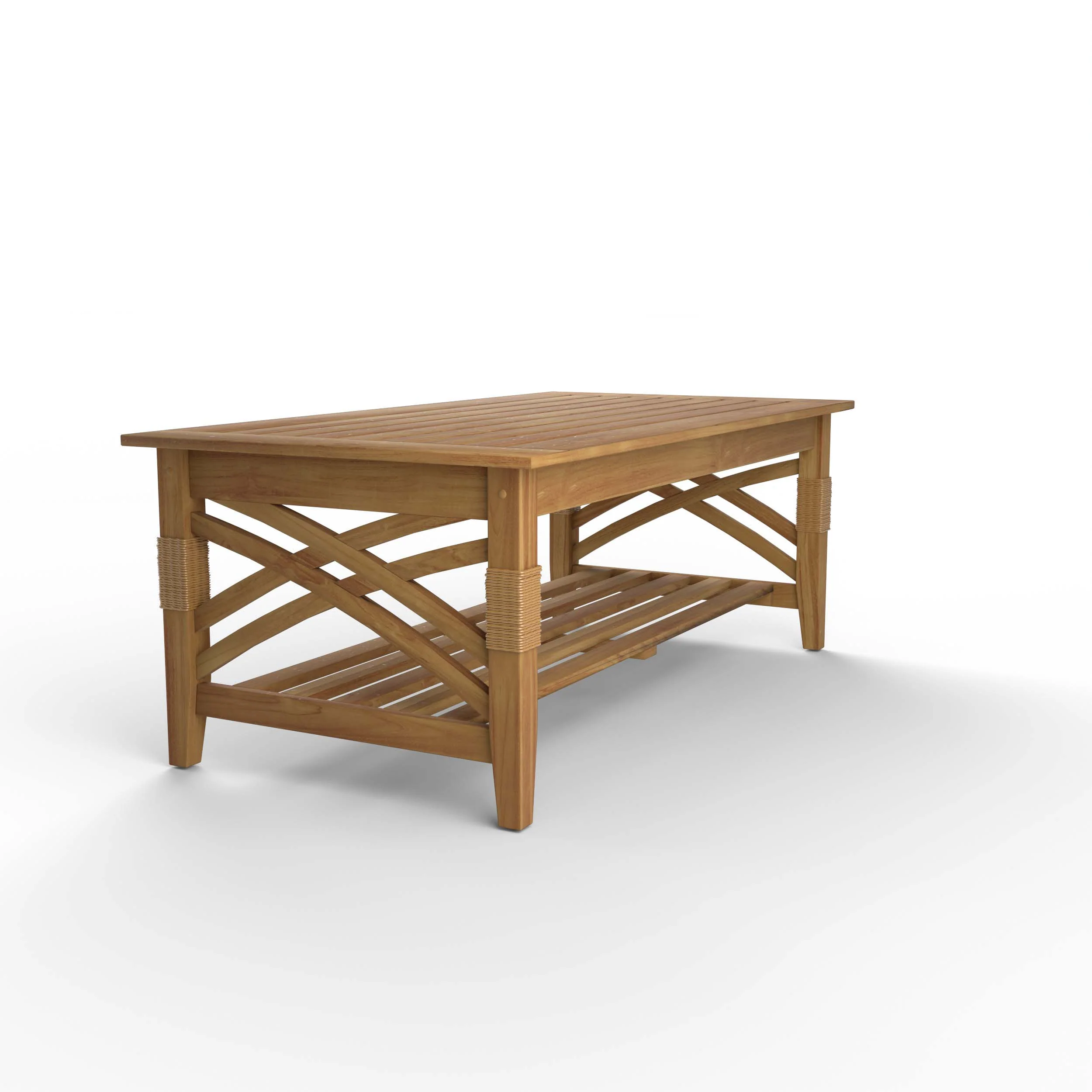 Carmel Teak Wood Patio Coffee Table with Shelf - Image 30