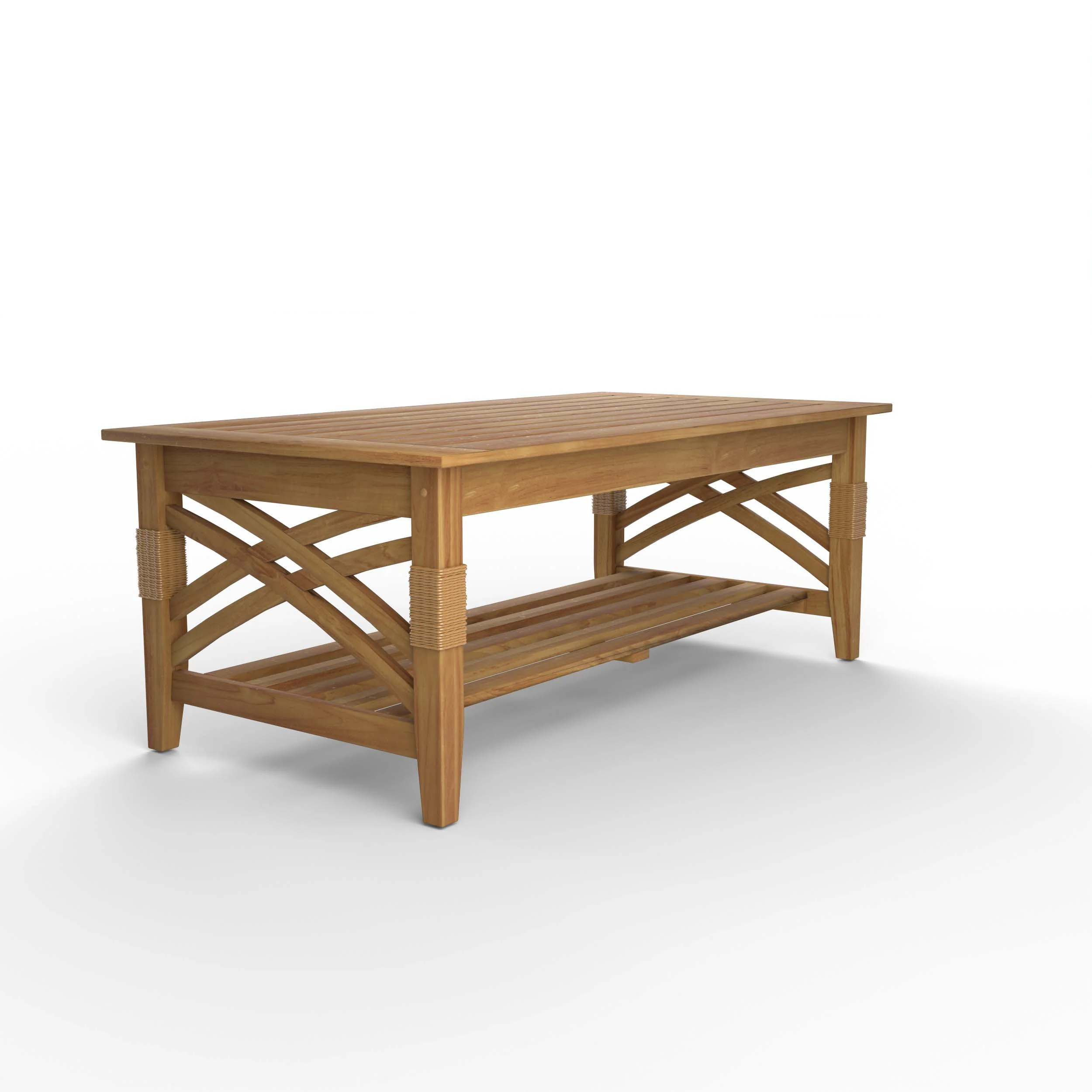 Carmel Teak Wood Patio Coffee Table with Shelf - Image 31
