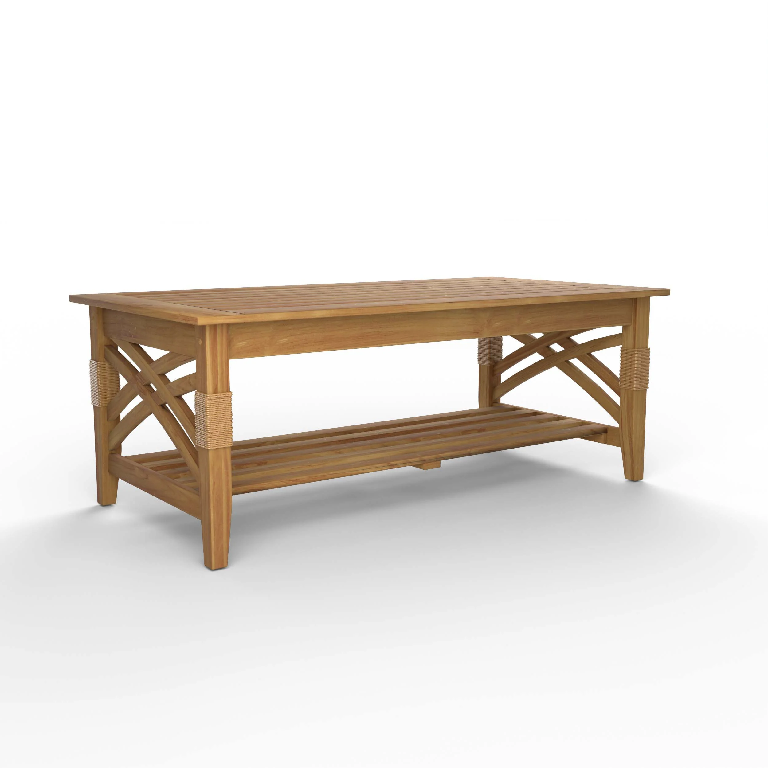 Carmel Teak Wood Patio Coffee Table with Shelf - Image 33