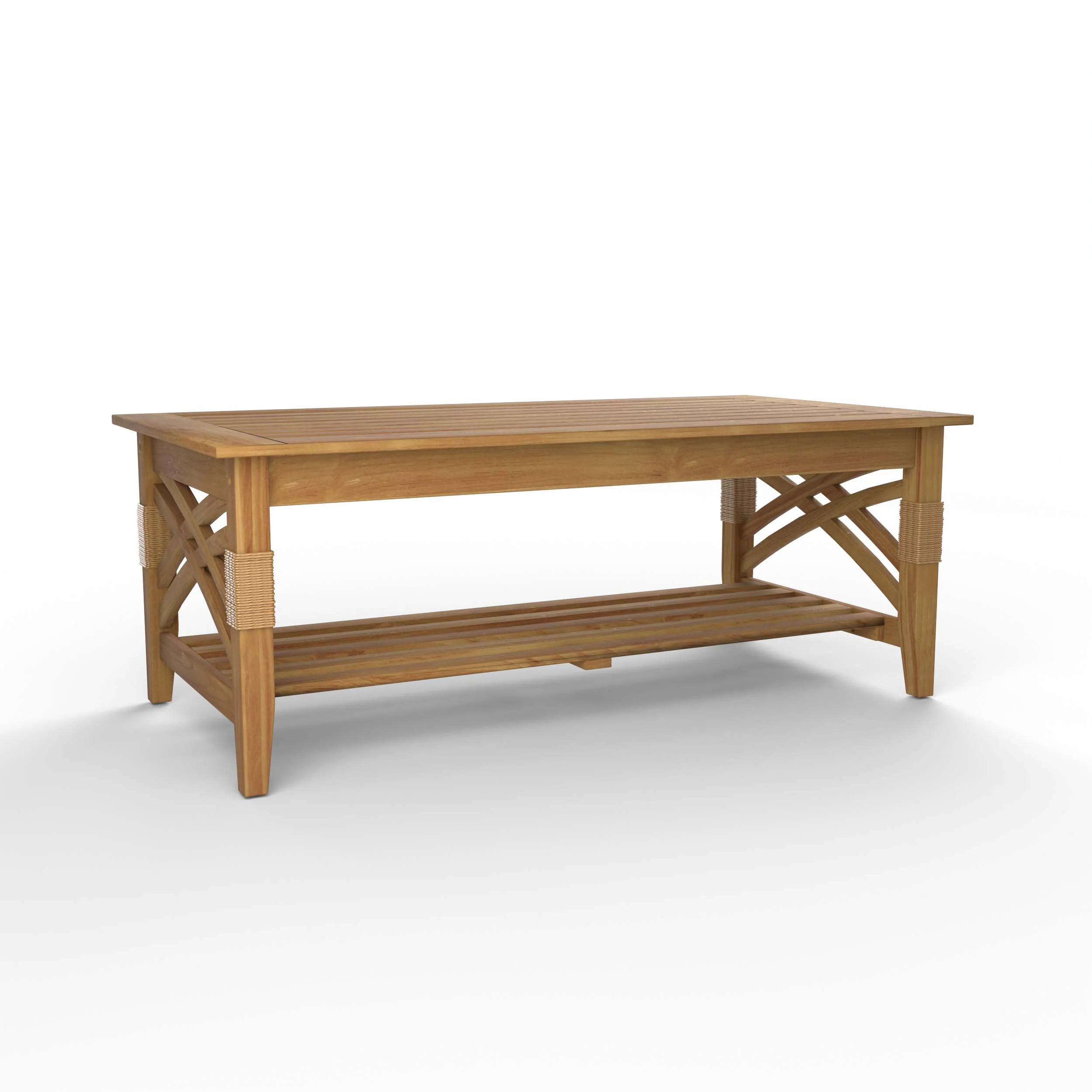 Carmel Teak Wood Patio Coffee Table with Shelf - Image 34