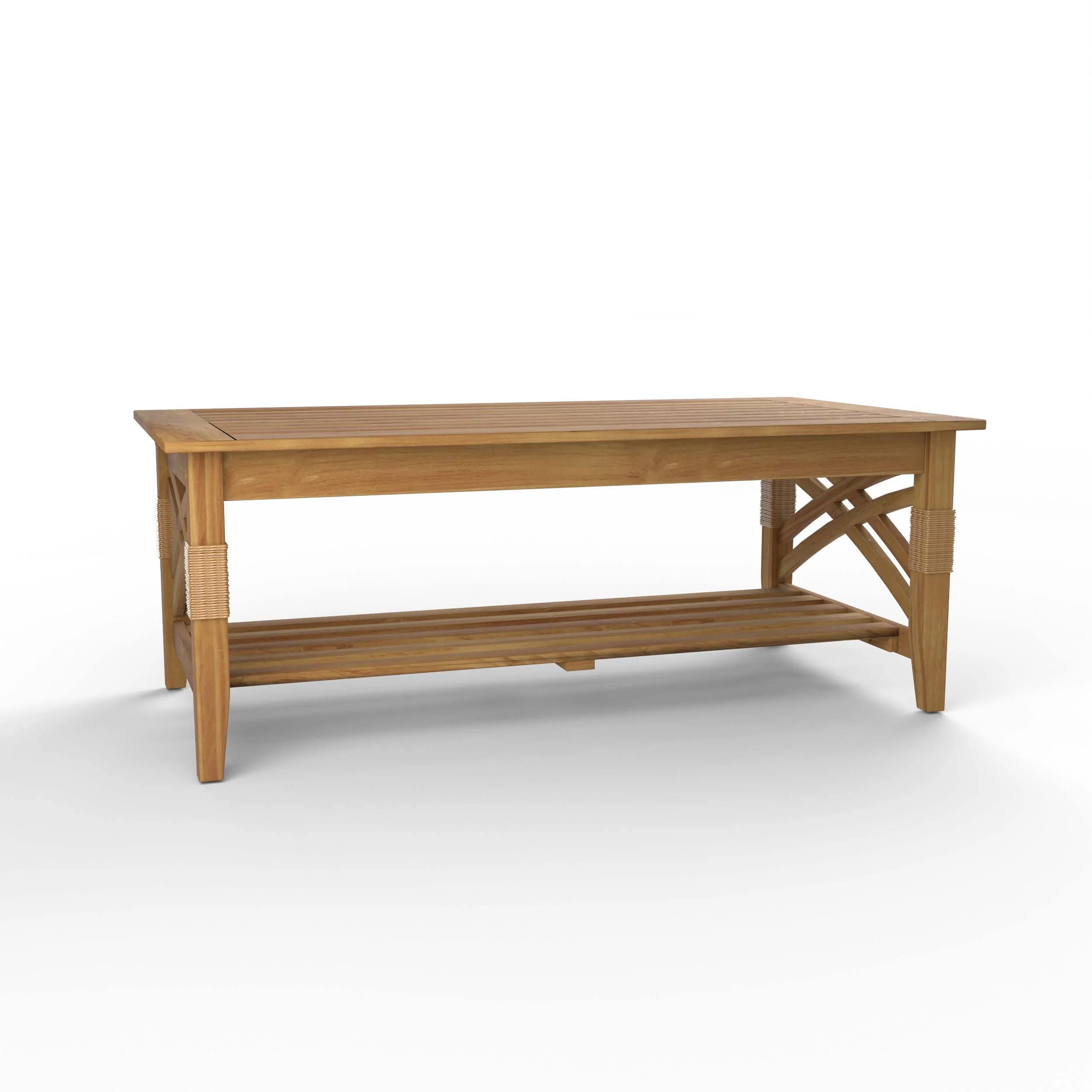 Carmel Teak Wood Patio Coffee Table with Shelf - Image 35
