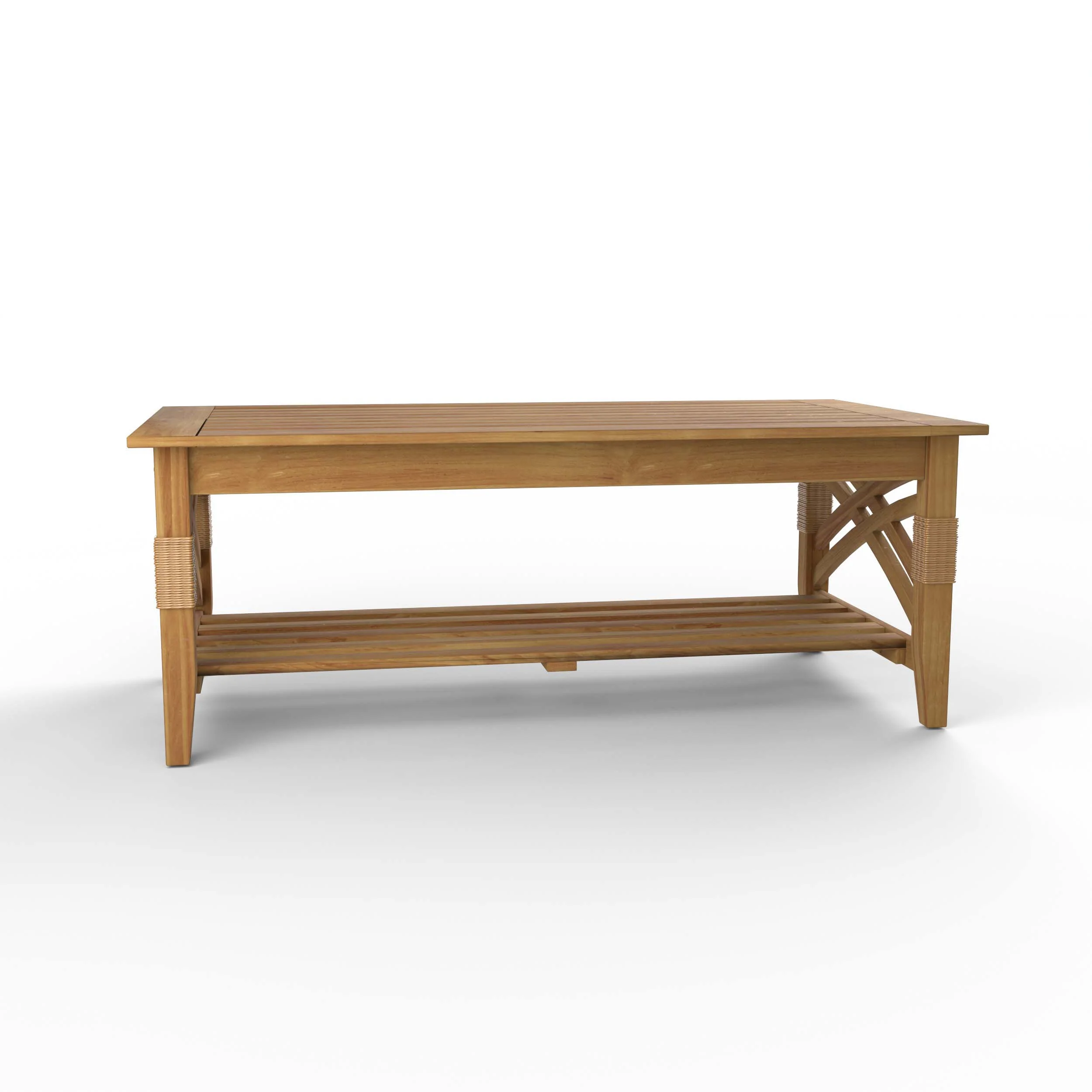 Carmel Teak Wood Patio Coffee Table with Shelf - Image 36