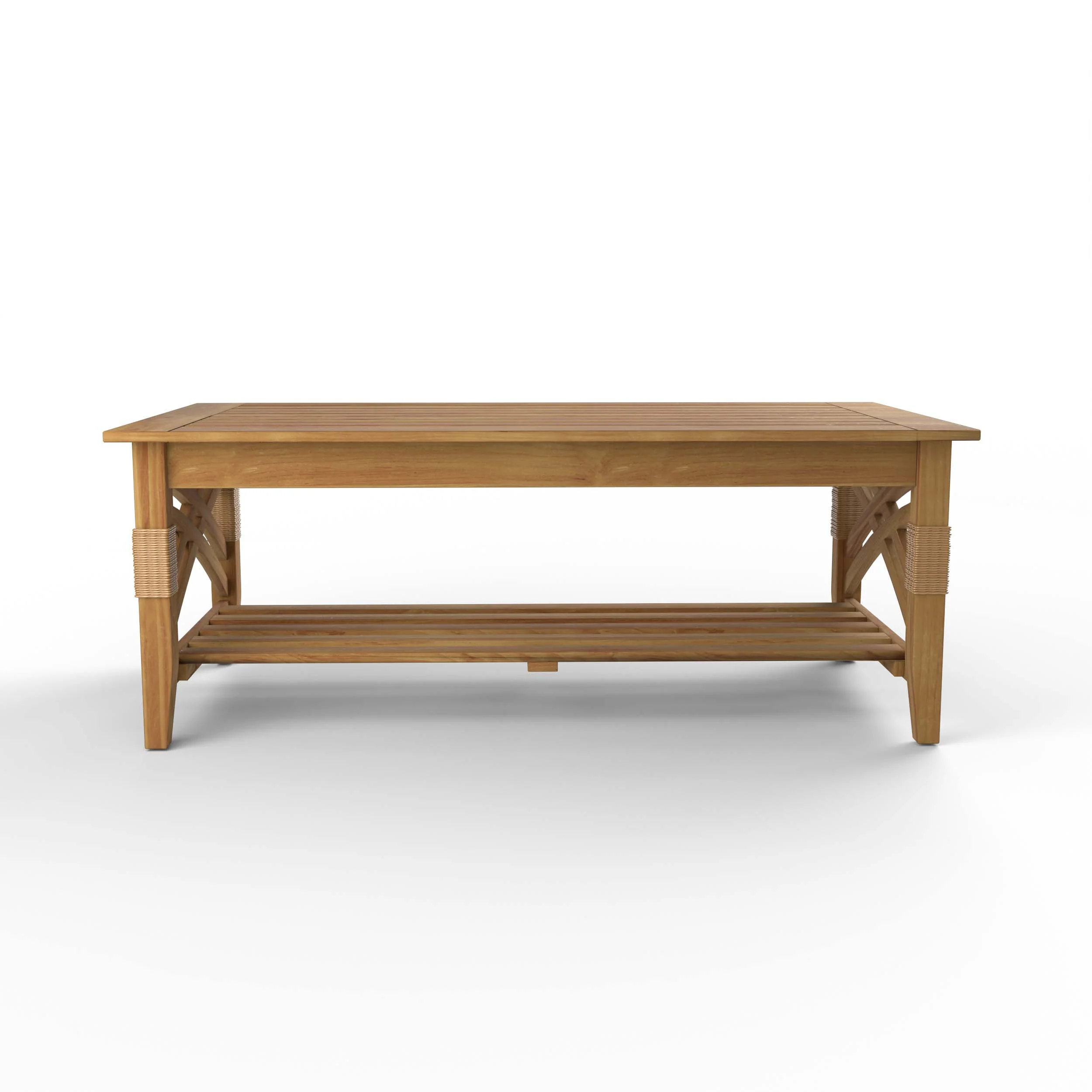 Carmel Teak Wood Patio Coffee Table with Shelf - Image 37
