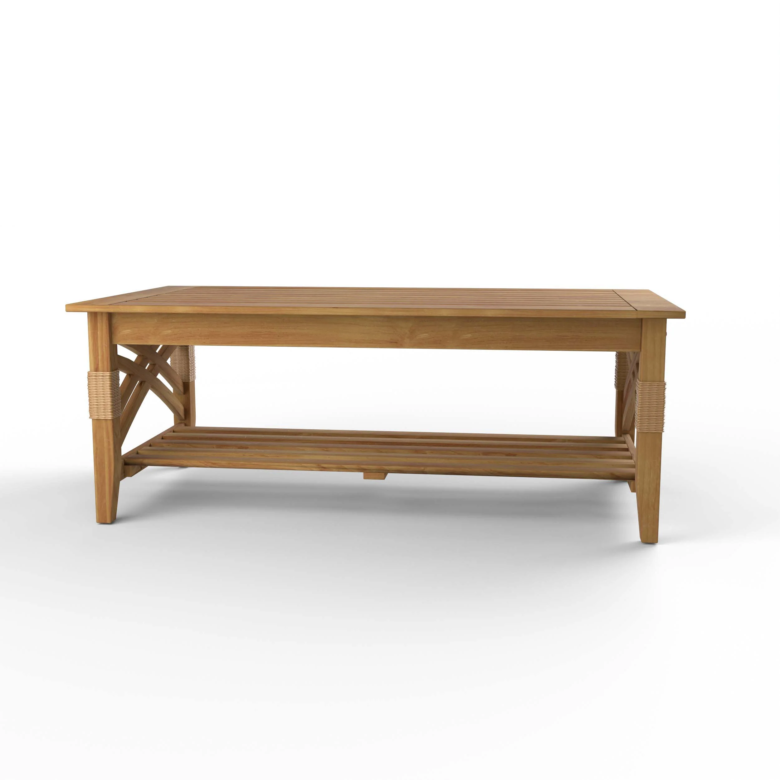 Carmel Teak Wood Patio Coffee Table with Shelf - Image 38
