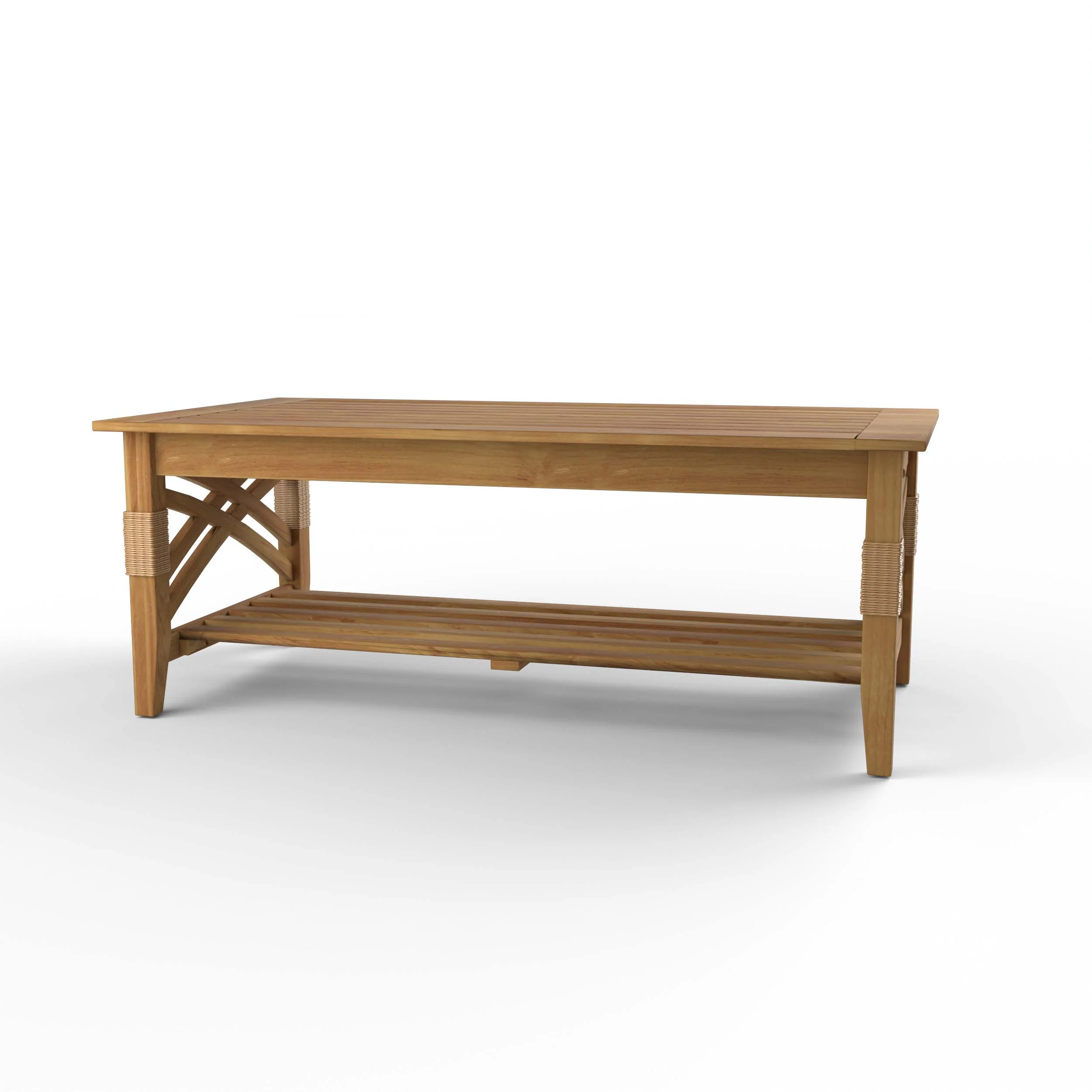Carmel Teak Wood Patio Coffee Table with Shelf - Image 39