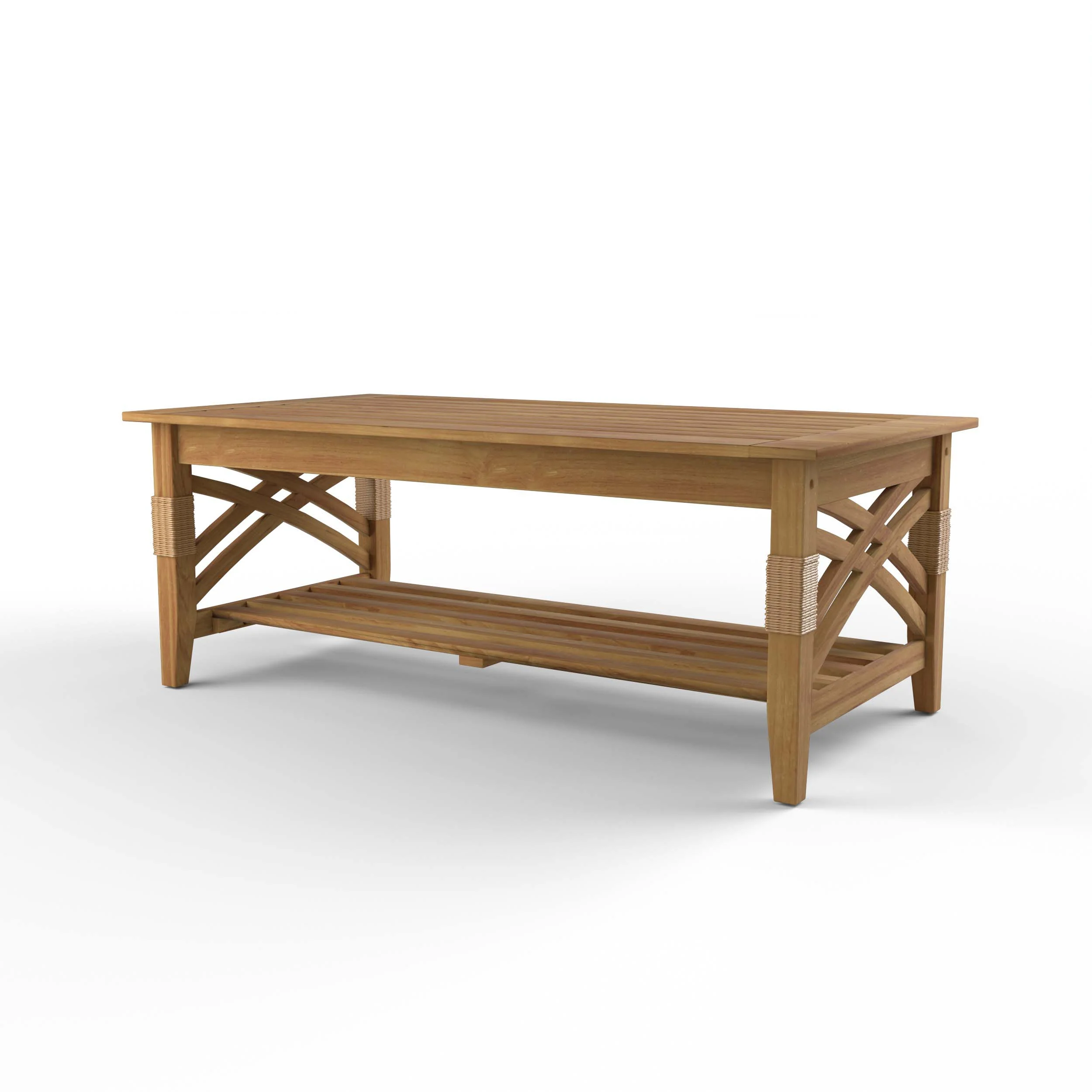Carmel Teak Wood Patio Coffee Table with Shelf - Image 41