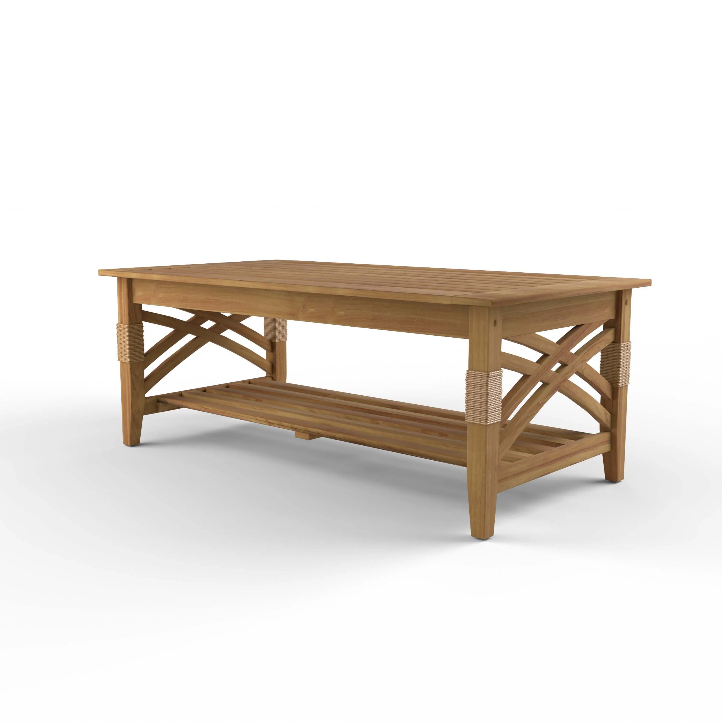 Carmel Teak Wood Patio Coffee Table with Shelf - Image 42