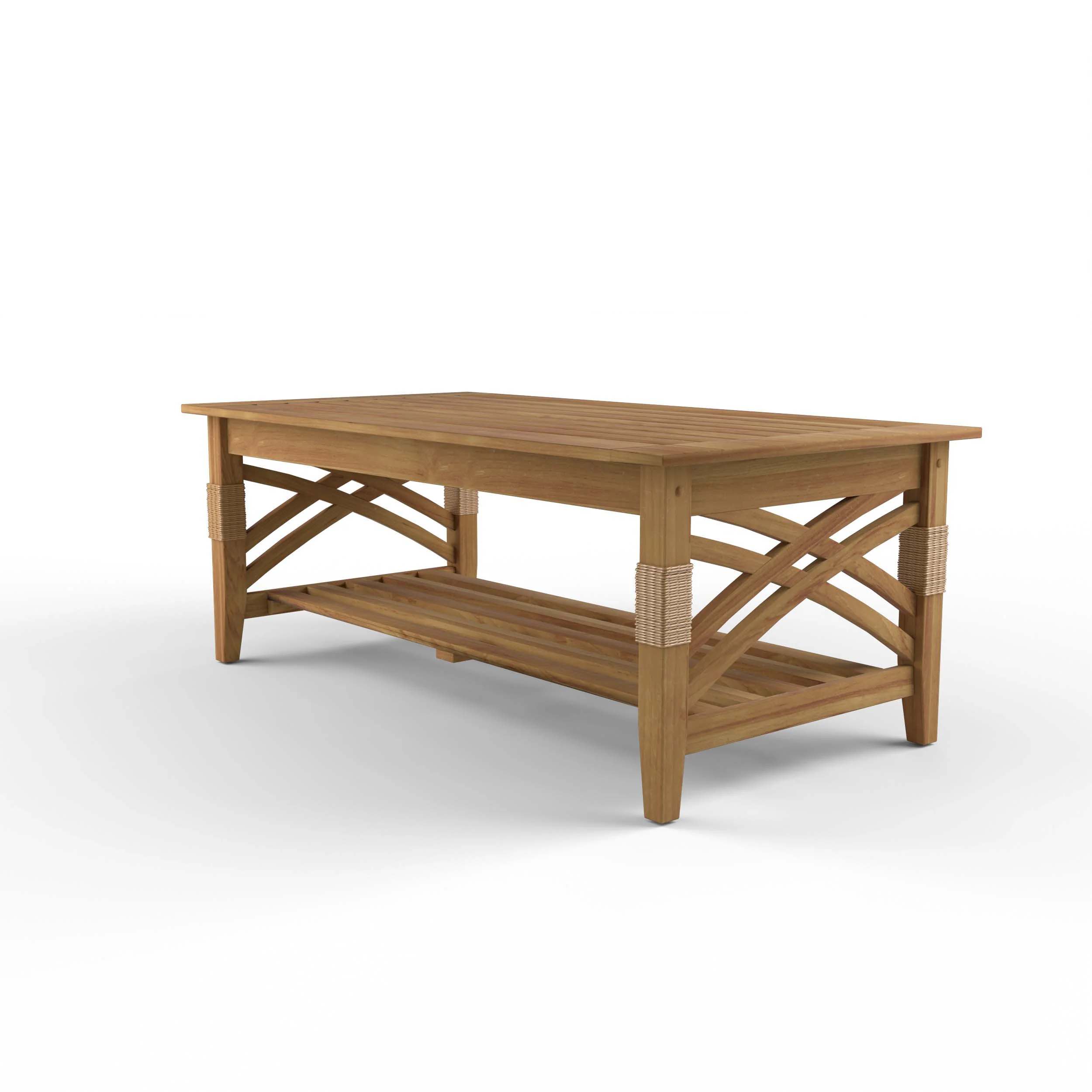Carmel Teak Wood Patio Coffee Table with Shelf - Image 43